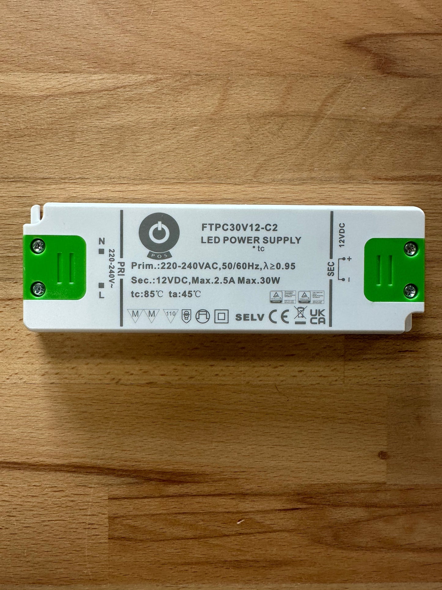 POS Power FTPC30V12-C2 30W 12V.2.5A Low Profile IP20 LED Power Supply - LED Retro