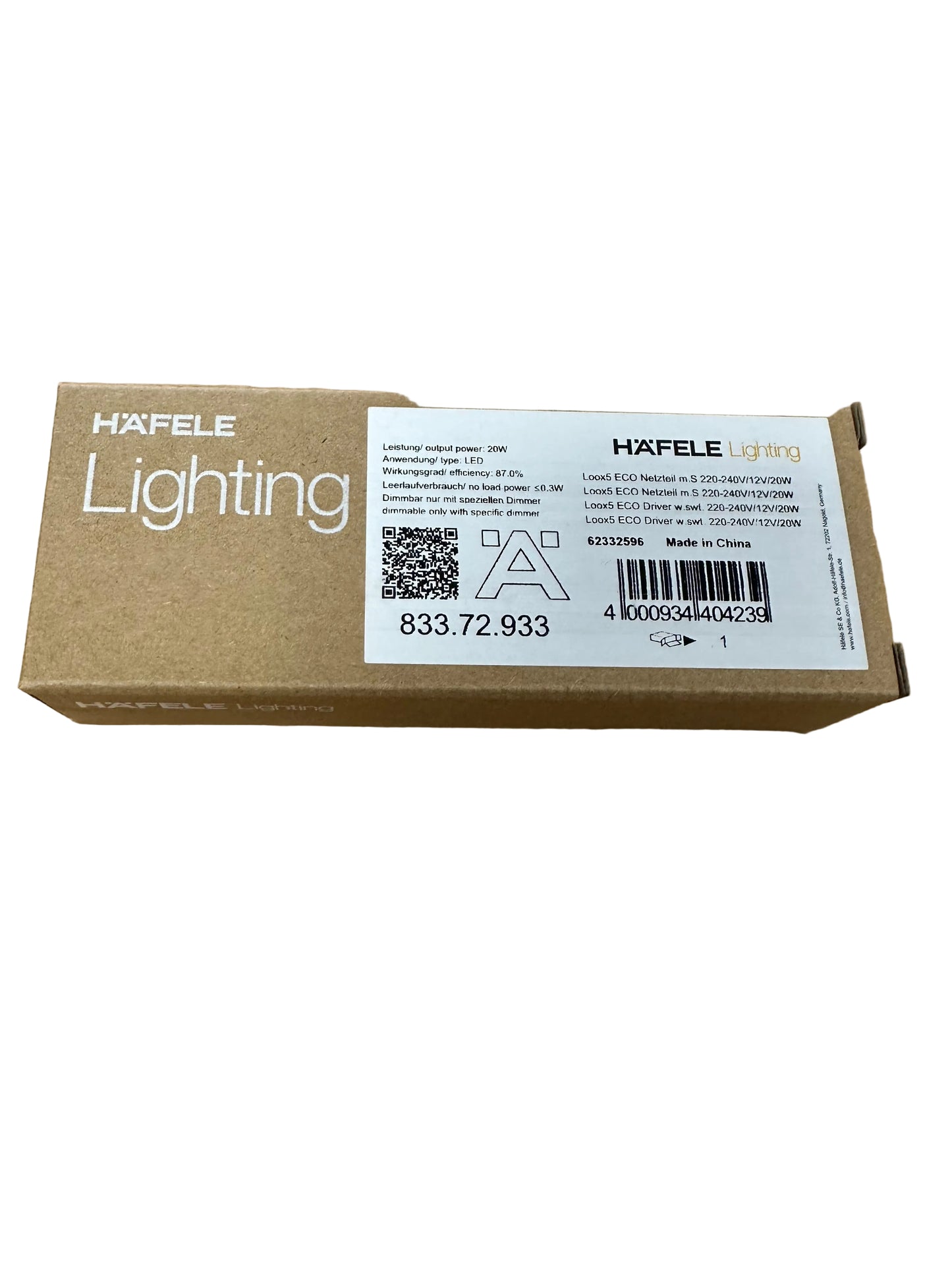 Hafele LED Driver 20W 12 V, without Mains Lead, Rated IP 20, Loox5 Eco - LED Retro