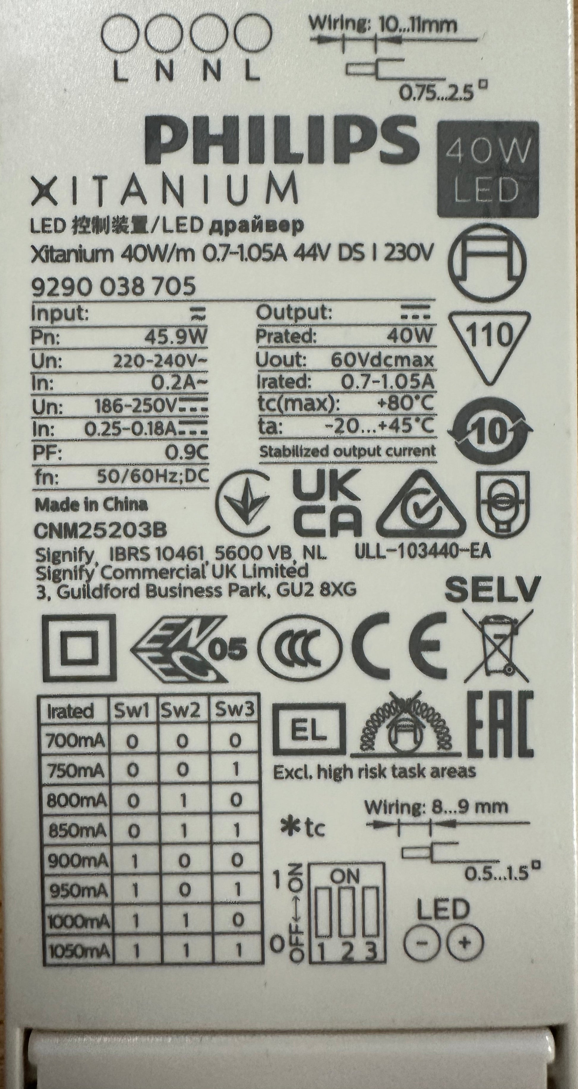 Philips 929003870506 Xitanium 40W/m 0.7-1.05A 44V DS I 230V - LED Retro