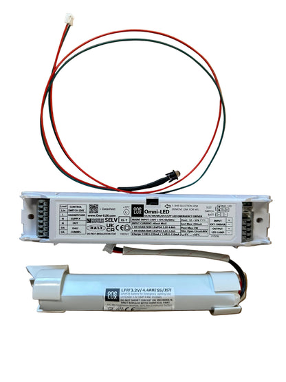 One-Lux OL55/3W/M3/LFP/SS/DST 12-55V 3W DALI/Self-Test LED EM Kit c/w 3.2V 4.4Ah LiFePO4 Battery - LED Retro