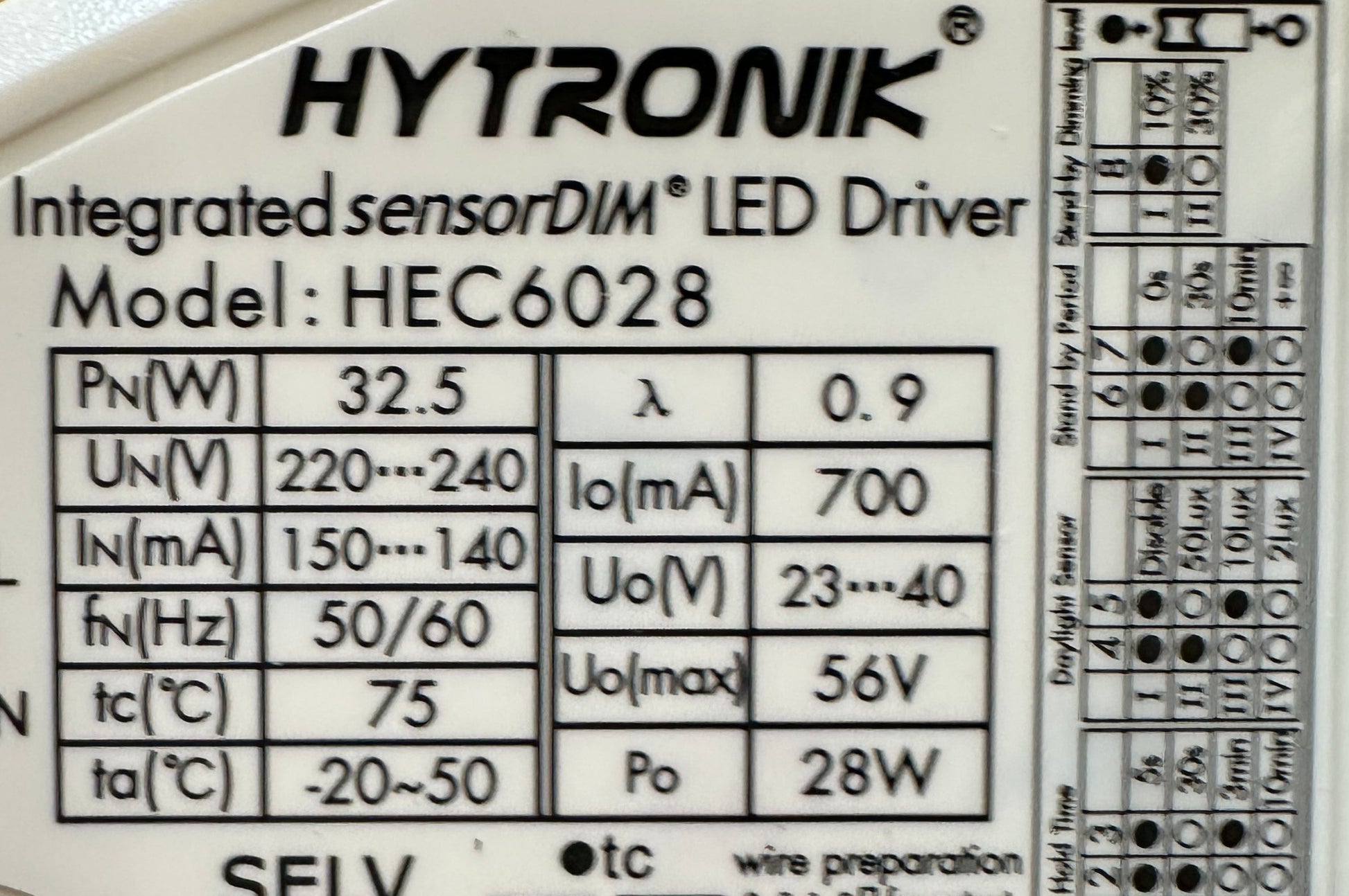 Hytronik HEC6028 16-28W 700mA SensorDIM Integrated HF Sensor and LED Driver - LED Retro