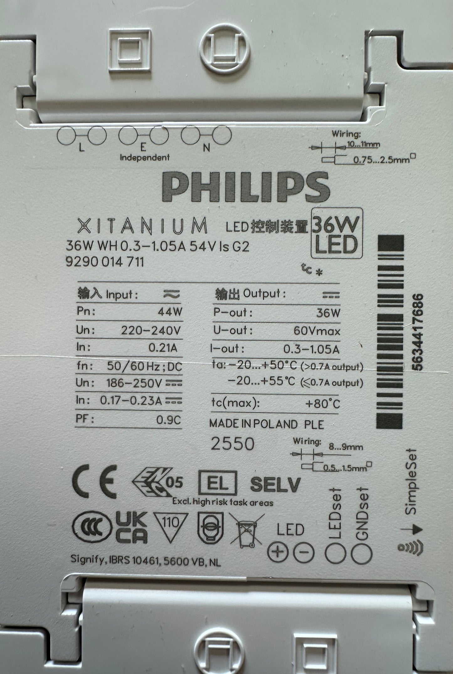 hilips 9290014711 Xitanium 36W WH 0.3-1.05A 54V Is G2 - LED Retro