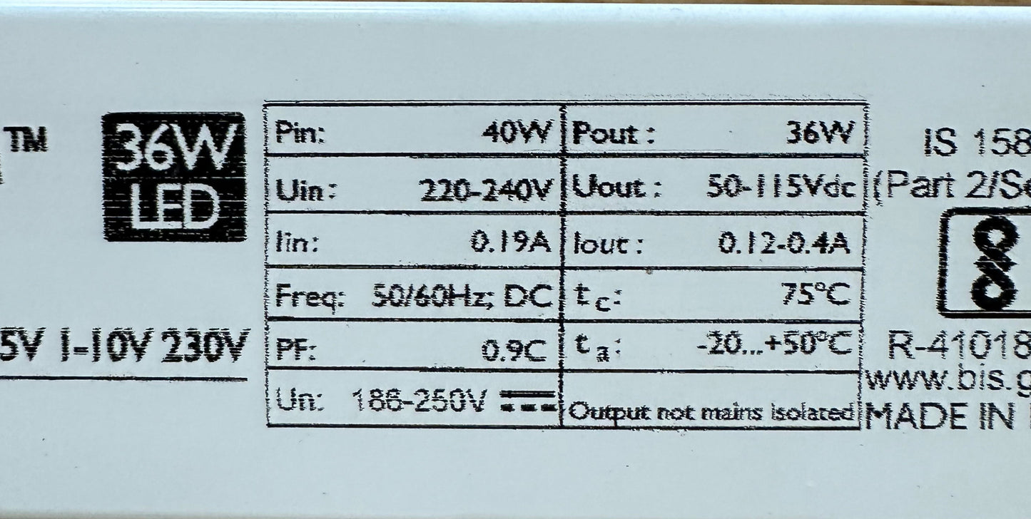 Philips 9290009536 Xitanium 36W 0.12-0.4A 115V 1-10V 230V - LED Retro