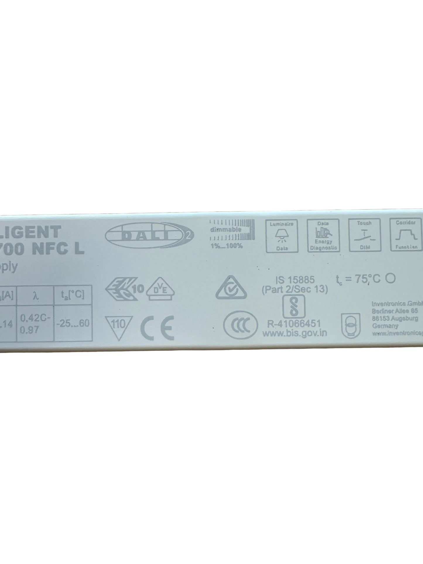 Osram Inventronics OTi DALI 25/220-240/700 NFC L - DALI NFC (SELV) Linear constant current LED driver - LED Retro