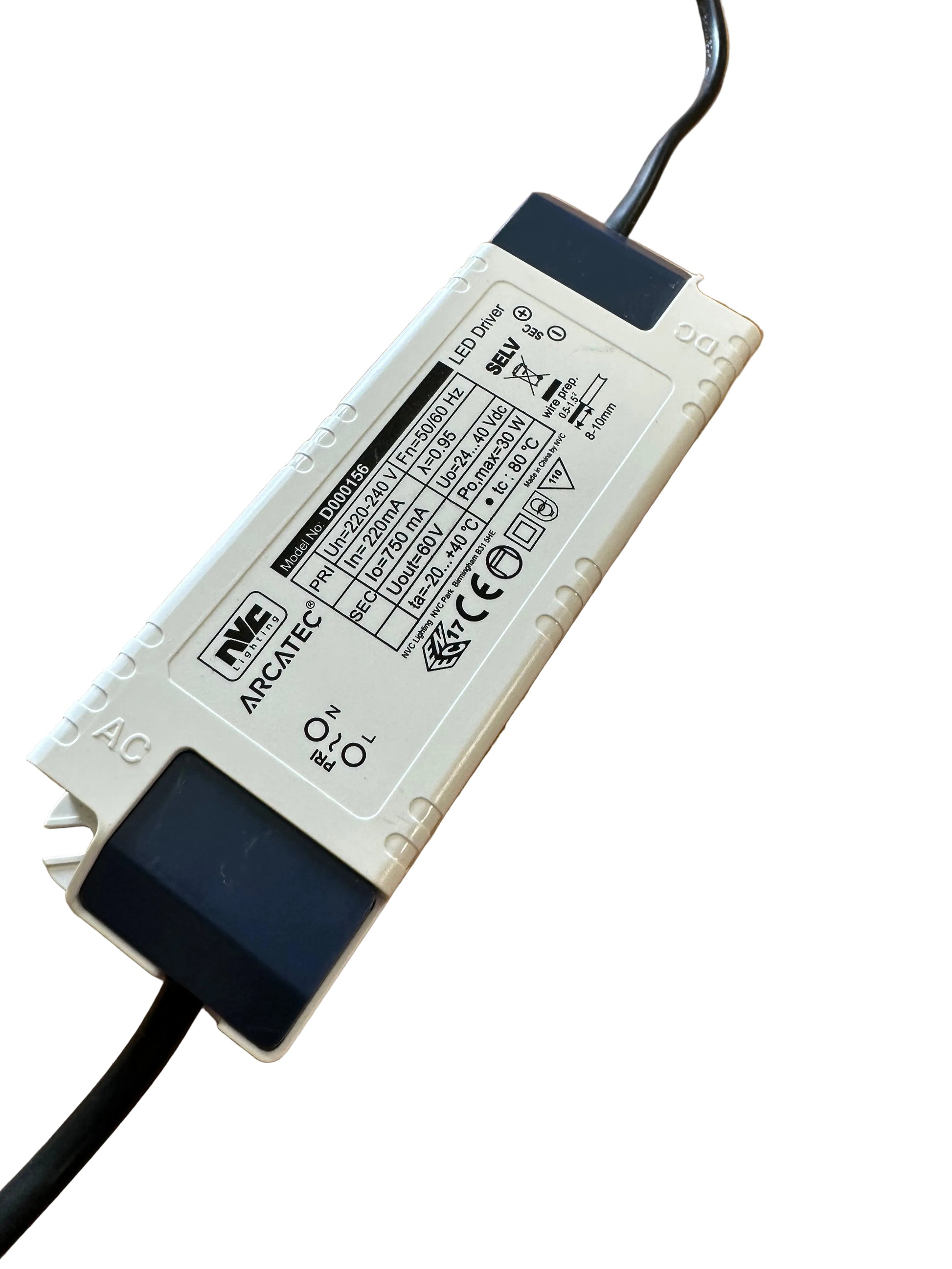 NVC - ARCATEC - D000156 - 30W 700mA 24-40V LED Driver - LED Retro