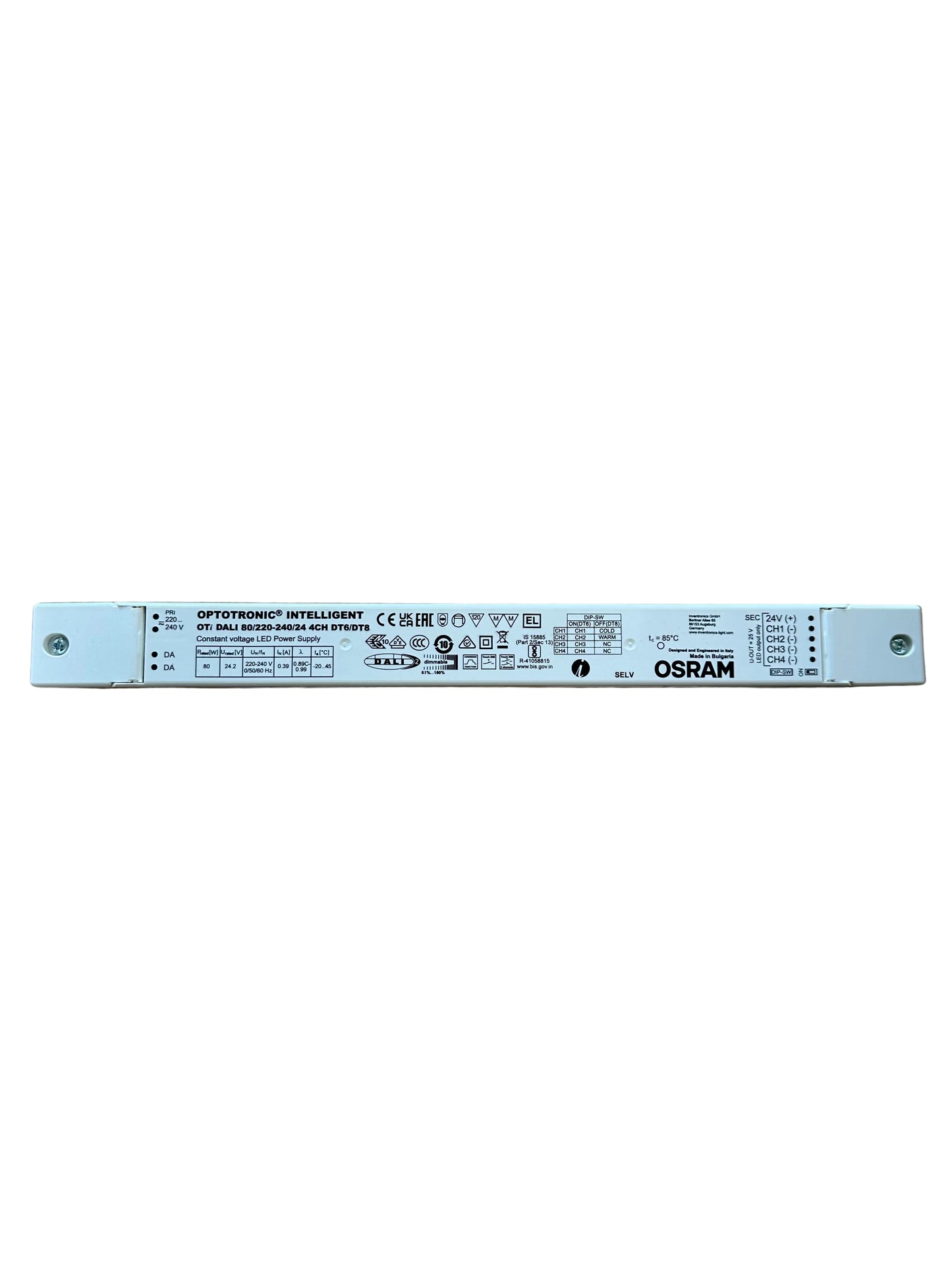 Osram OTi DALI 80/220-240/24 4CH DT6/DT8 80W 24V DALI Dimmable CV Power Supply - LED Retro