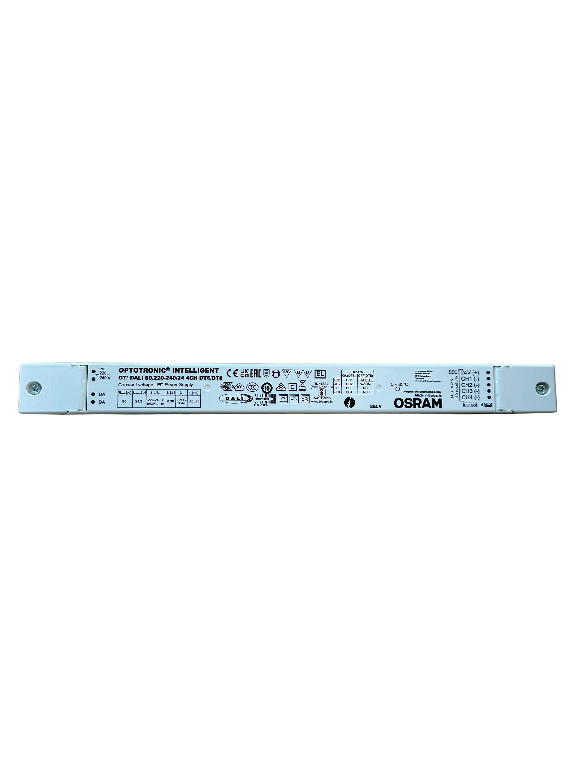 Osram OTi DALI 80/220-240/24 4CH DT6/DT8 80W 24V DALI Dimmable CV Power Supply - LED Retro