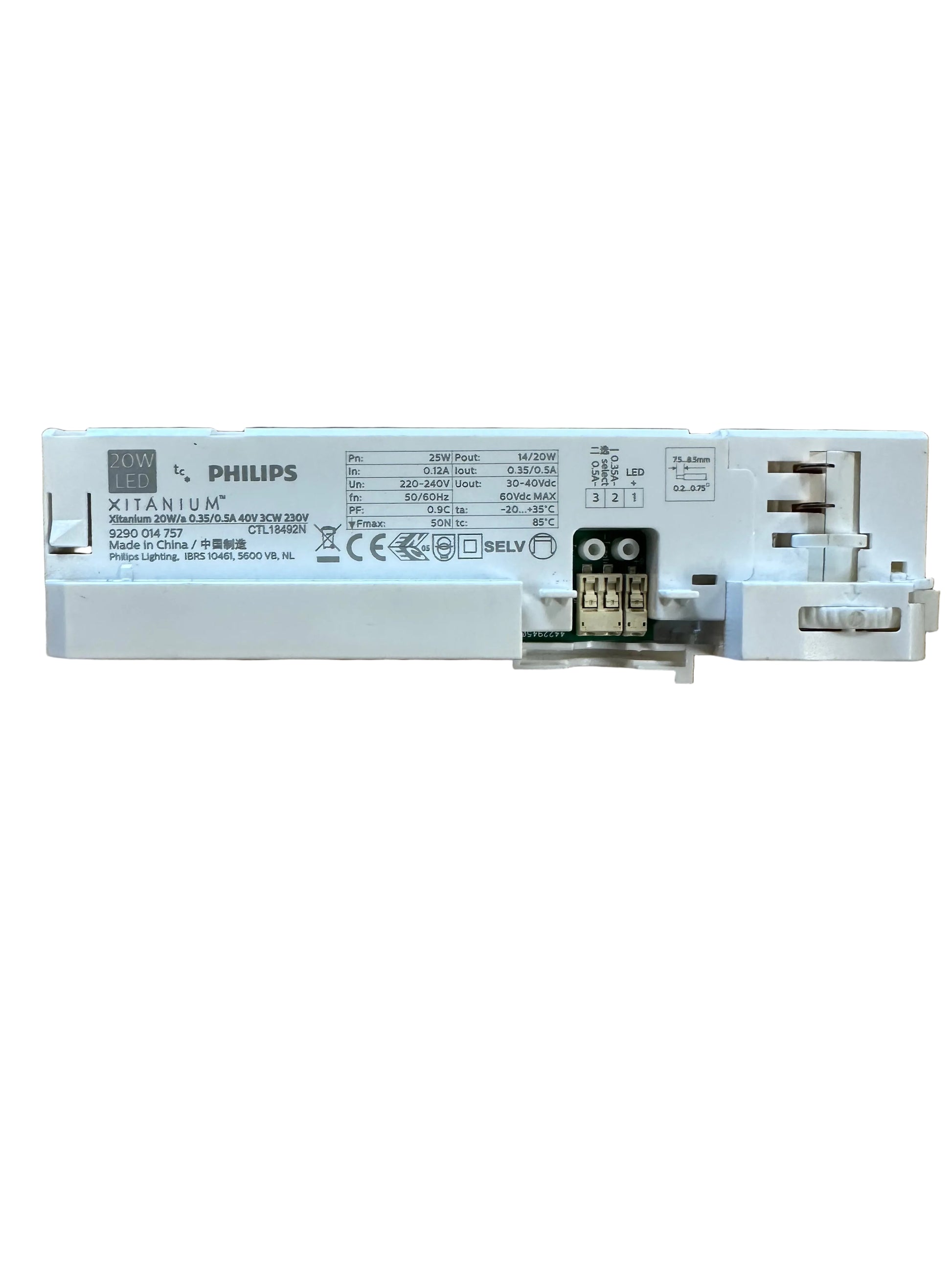 Philips 9290014757 Xitanium 20W/a 0.35/0.5A 40V 3CW 230V - Track Adaptor Driver - LED Spares