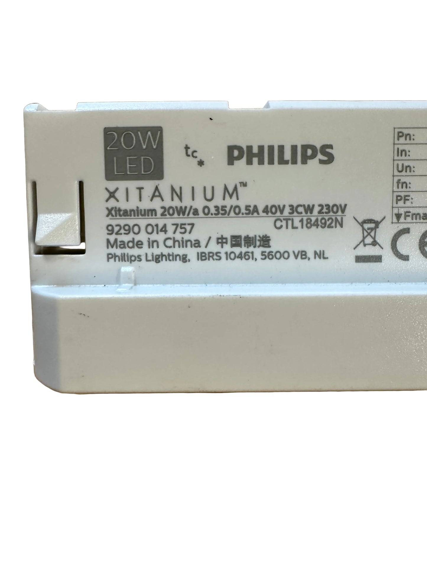 Philips 9290014757 Xitanium 20W/a 0.35/0.5A 40V 3CW 230V - Track Adaptor Driver - LED Spares