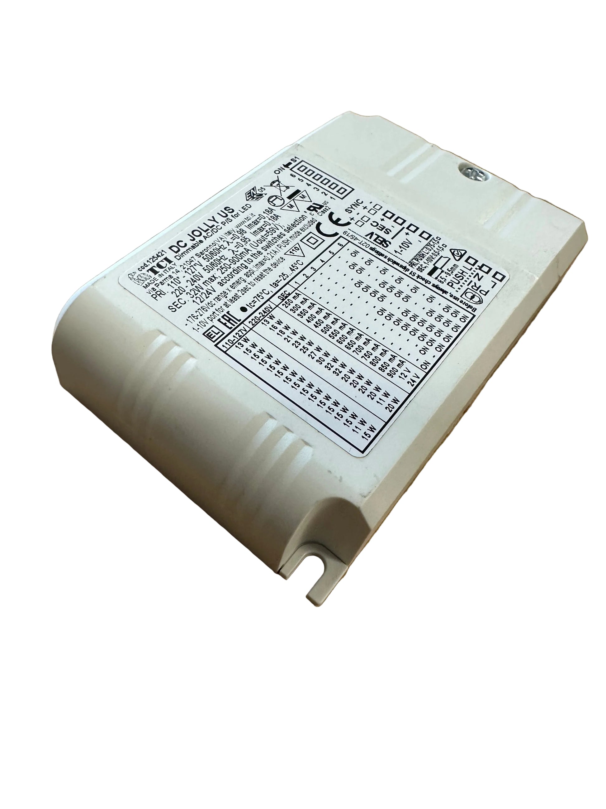 TCI 125421 DC JOLLY US - 13-32W 250-900mA - 0-10V - Push - Dimmable LED Driver - LED Retro