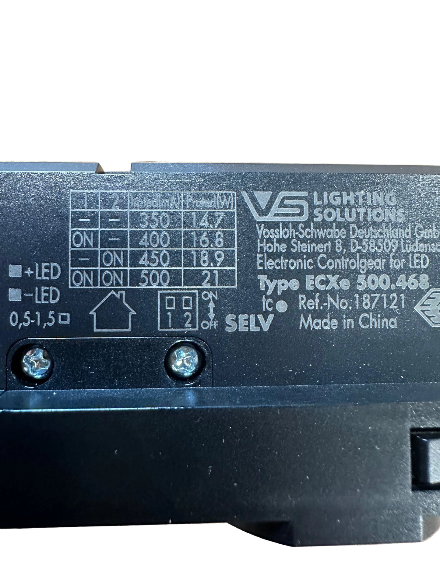 Vossloh Schwabe ECXe 500.468 - 187121 - 14.7-21W - 20-42V Track Adapter Driver - LED Retro