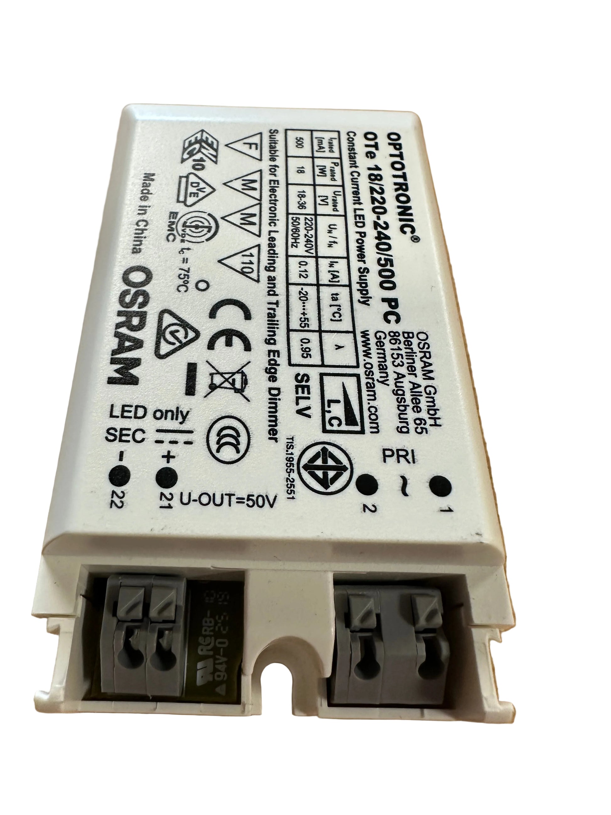 Osram Ledvance OTe 18/220-240/500 PC 18W 500mA Phase-Cut LED Driver - LED Retro