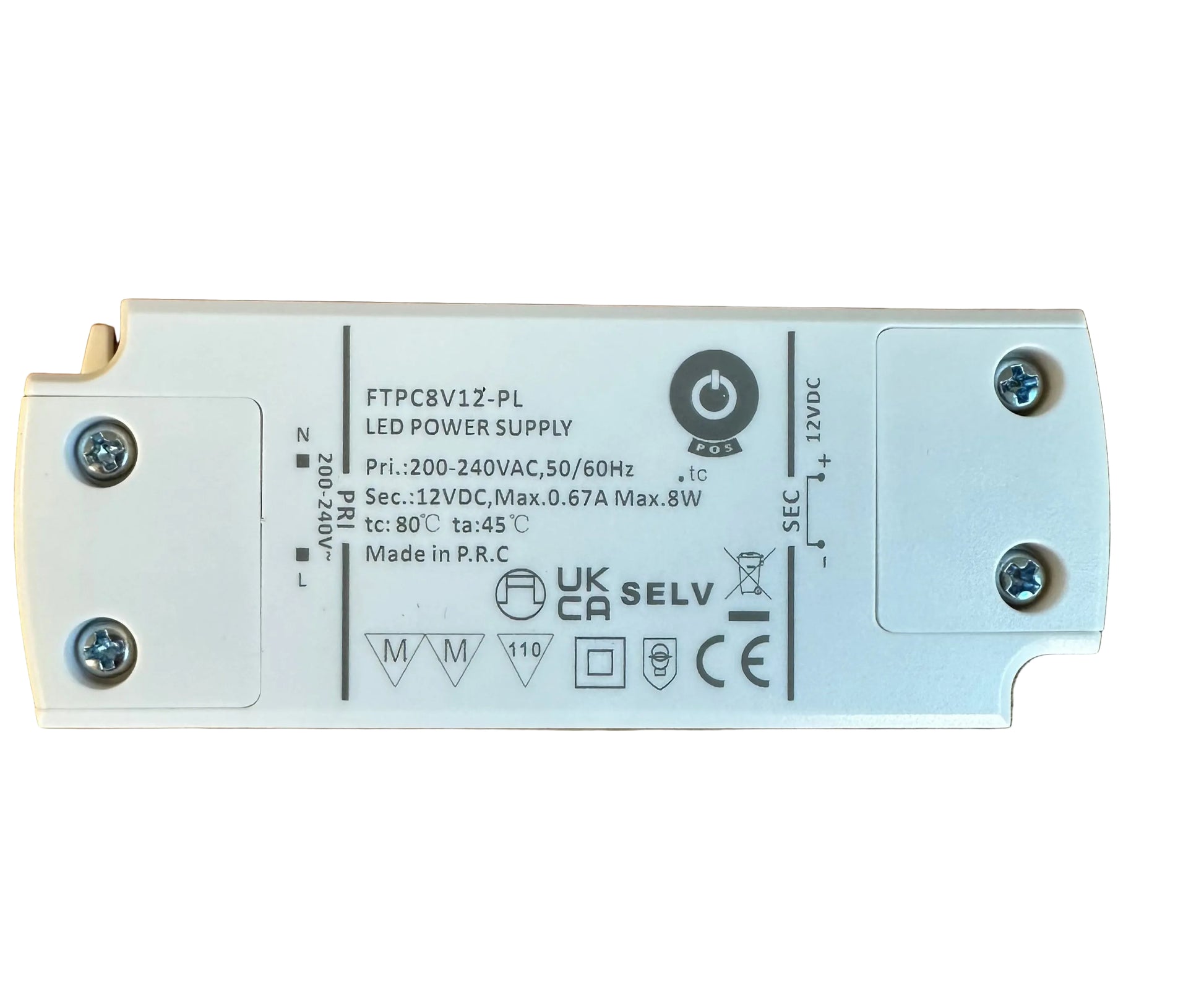 POS Power FTPC8V-12-PL 8W 12V/0.67A LED Power Supply - LED Retro