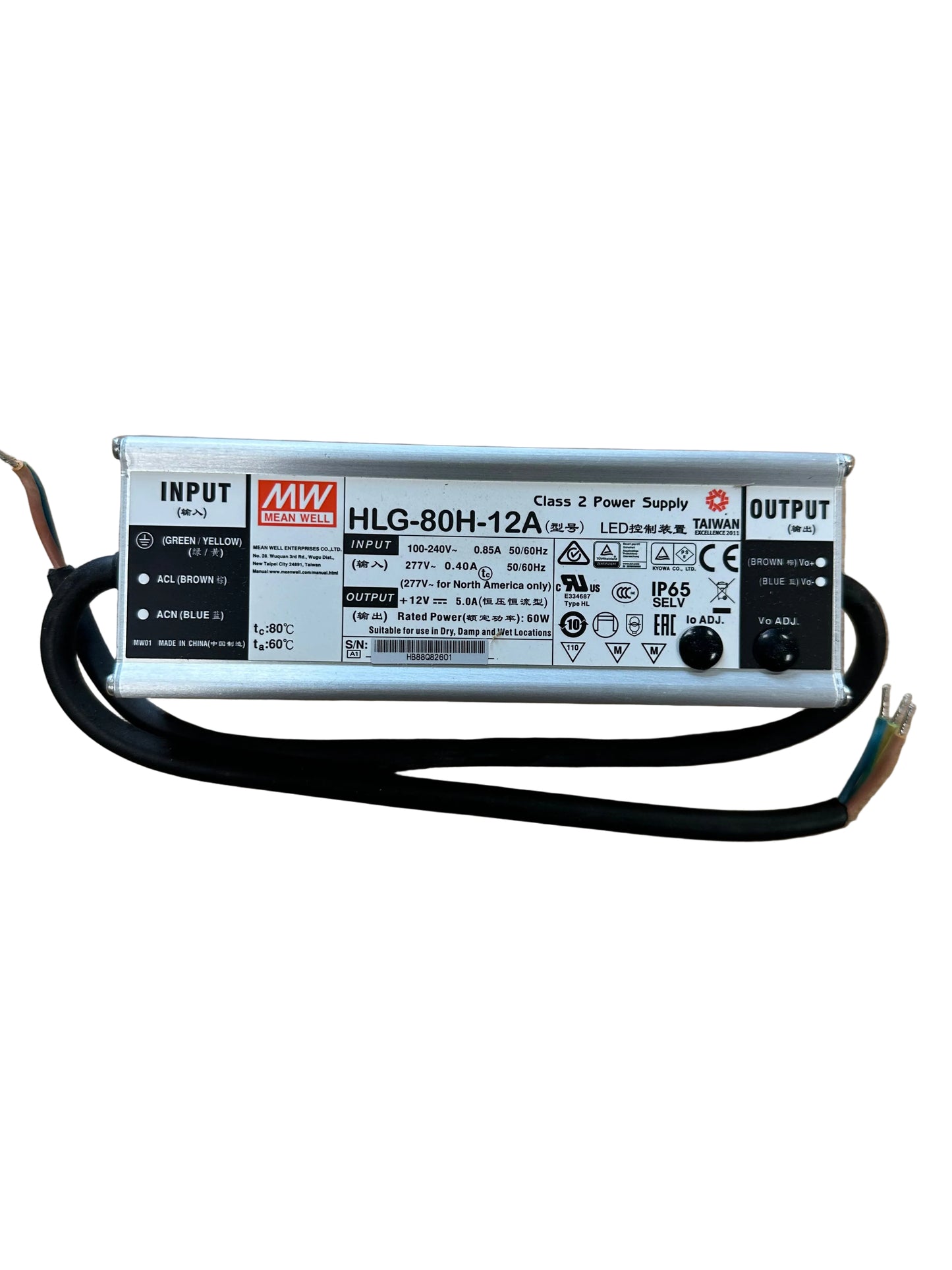 Mean Well HLG-80H-12A LED Power Supply IP65 12V 60W Constant Voltage - LED Retro