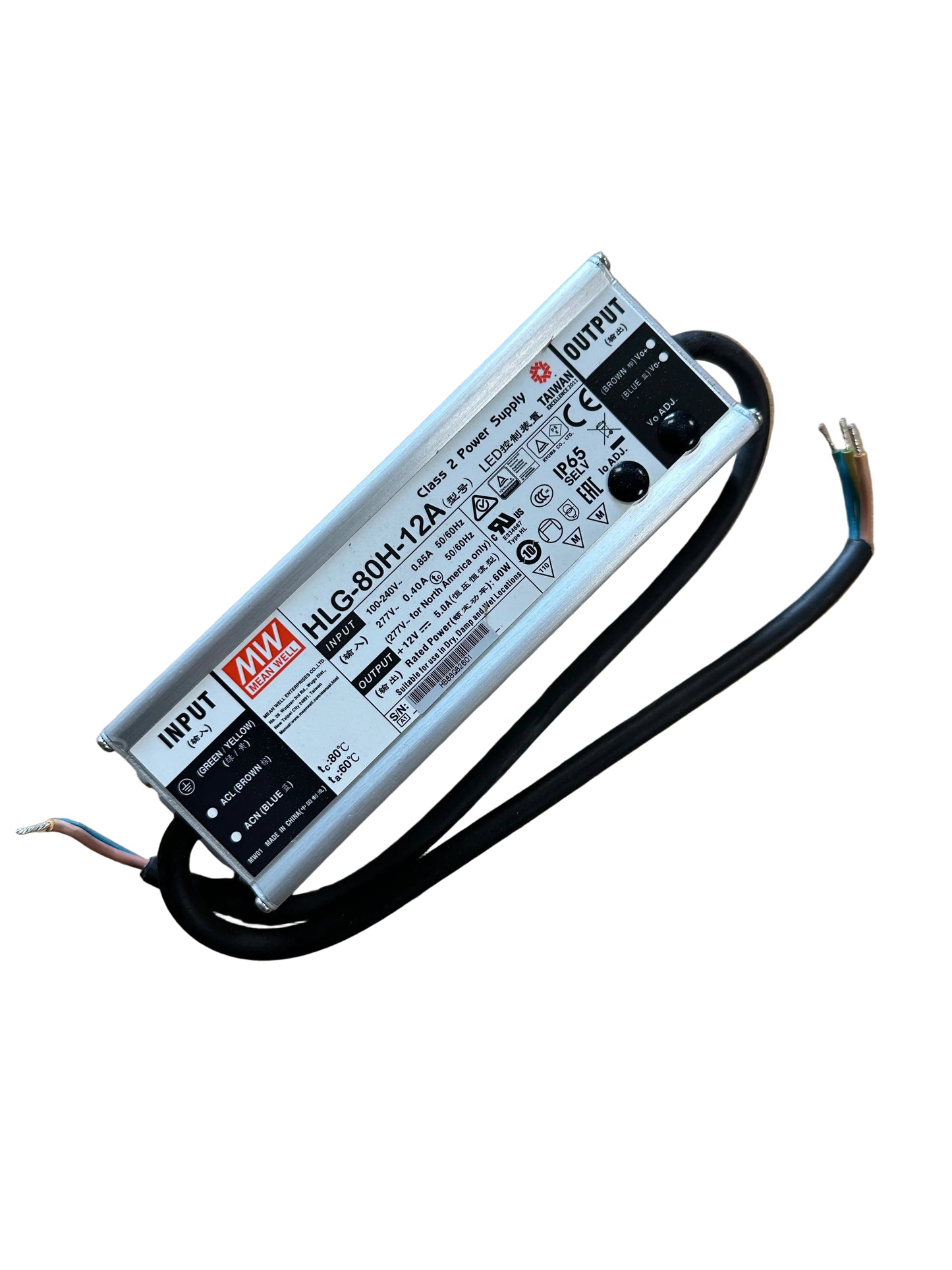 Mean Well HLG-80H-12A LED Power Supply IP65 12V 60W Constant Voltage - LED Retro