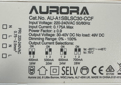 Aurora AU-A1SBLSC30-CCF 400-500-600-700mA 30-40V Aone 30W Smart LED Driver - LED Retro