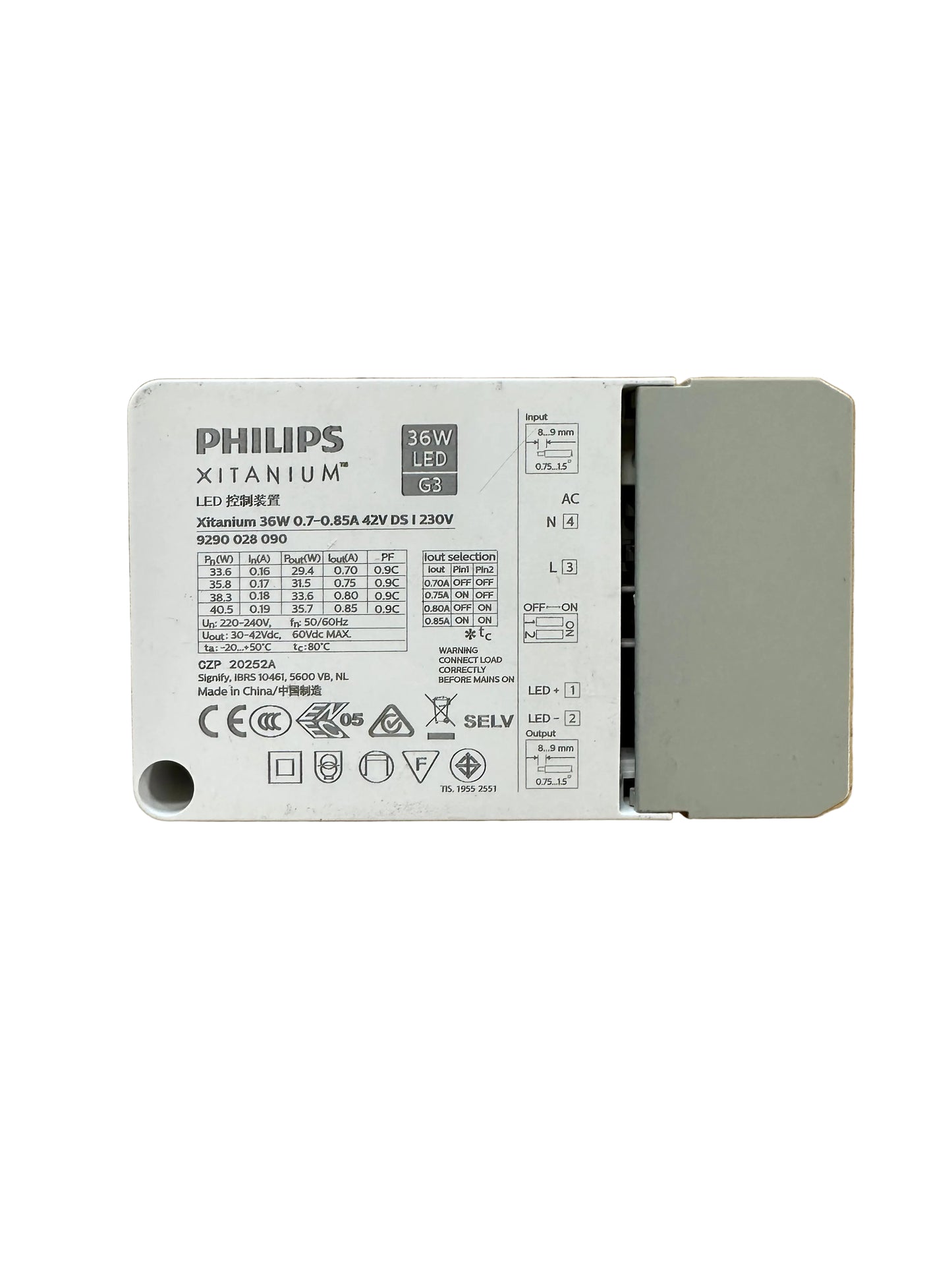 Philips 9290028090 Xitanium 36W 0.7-0.85A 42V DS I 230V LED Driver - LED Retro