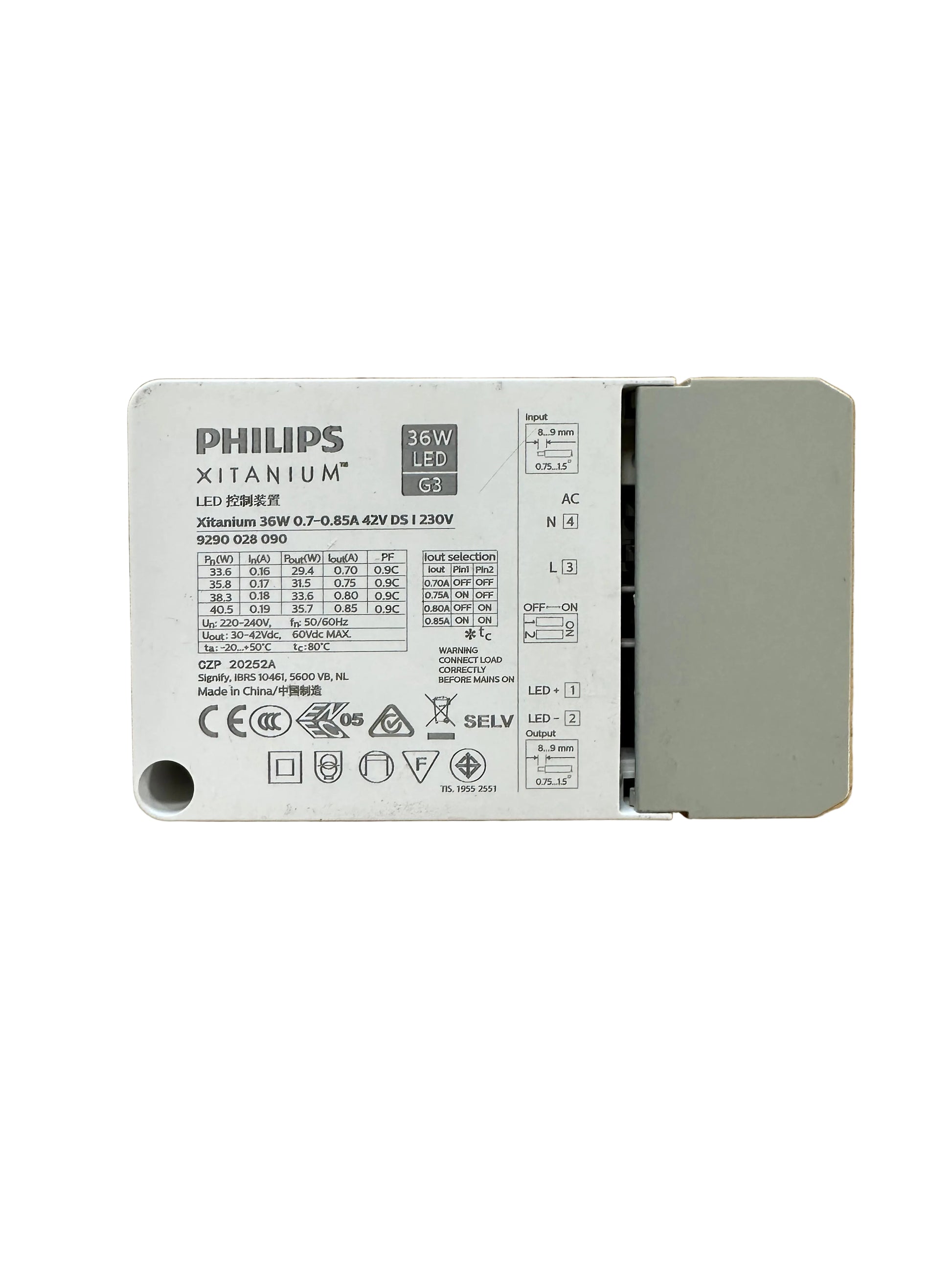 Philips 9290028090 Xitanium 36W 0.7-0.85A 42V DS I 230V LED Driver - LED Retro