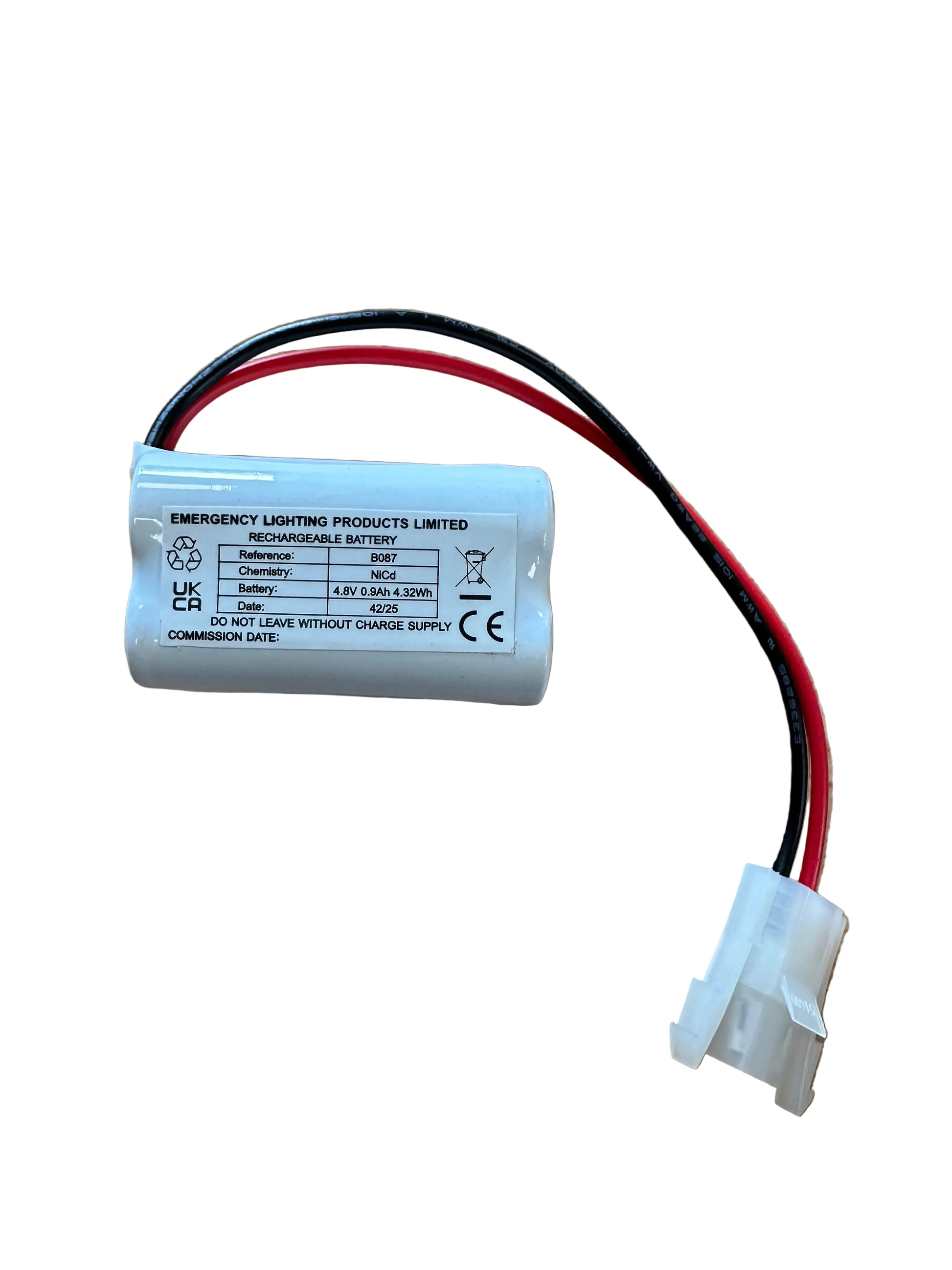 ELP B087 4 Cell 4.8V 0.9AH NiCd AA Cell Square Battery - AMP Connector - LED Retro