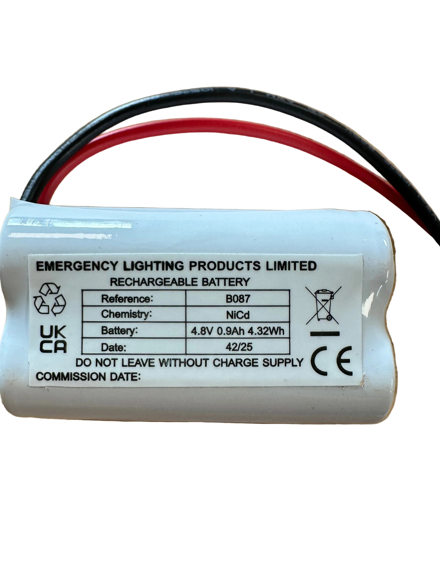 ELP B087 4 Cell 4.8V 0.9AH NiCd AA Cell Square Battery - AMP Connector - LED Retro