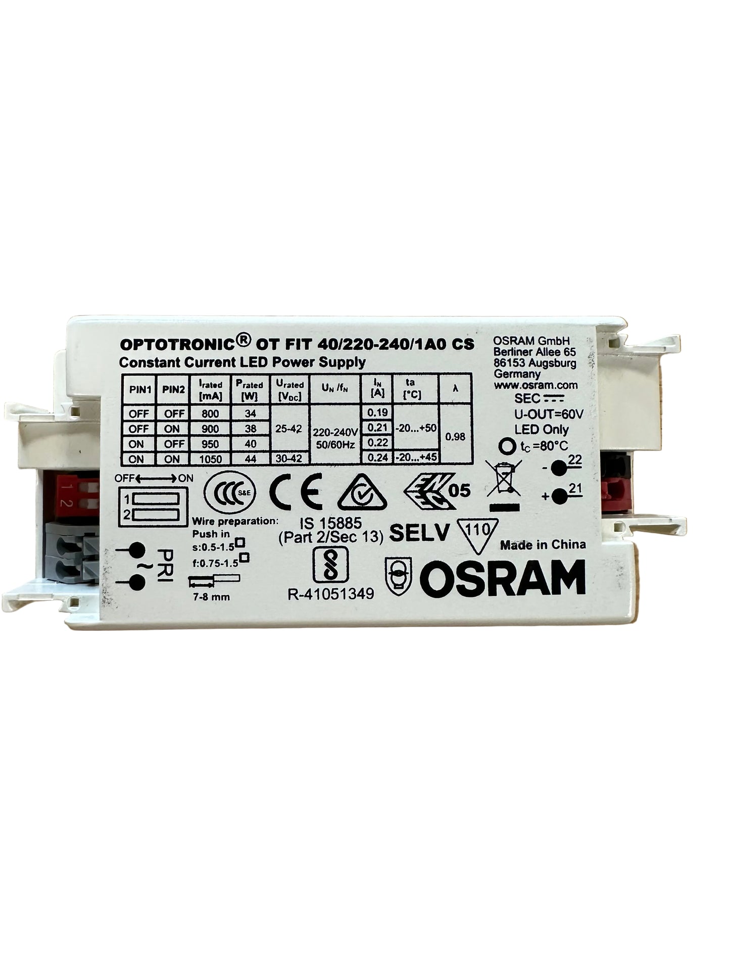Osram OT FIT 40/220-240/1A0 CS - 20-44W, 800-1050mA, 25-42V LED Driver - LED Retro