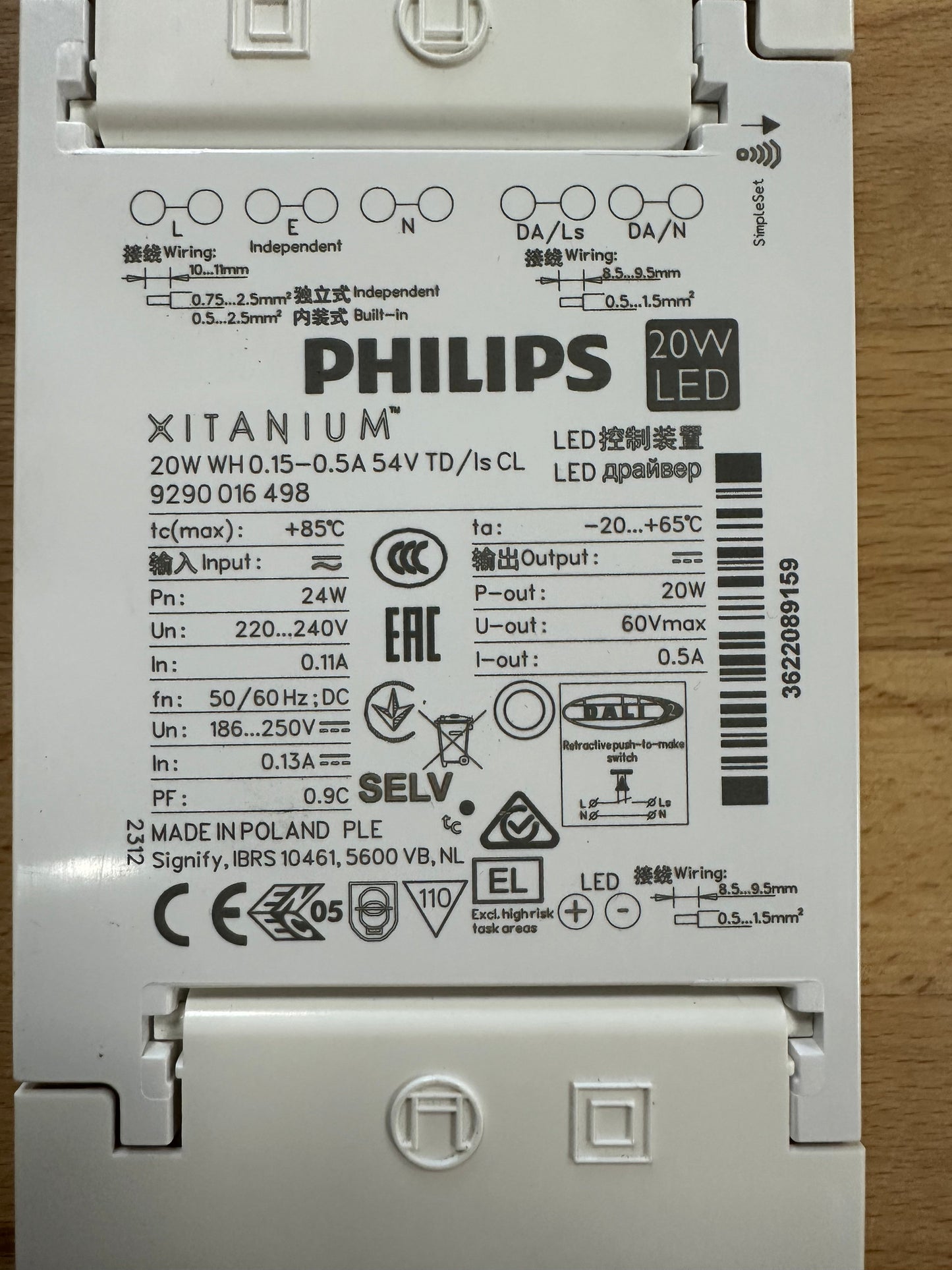 Philips 929001649806 Xitanium 20W WH 0.15-0.5A 54V TD/IS CL 230V - LED Retro