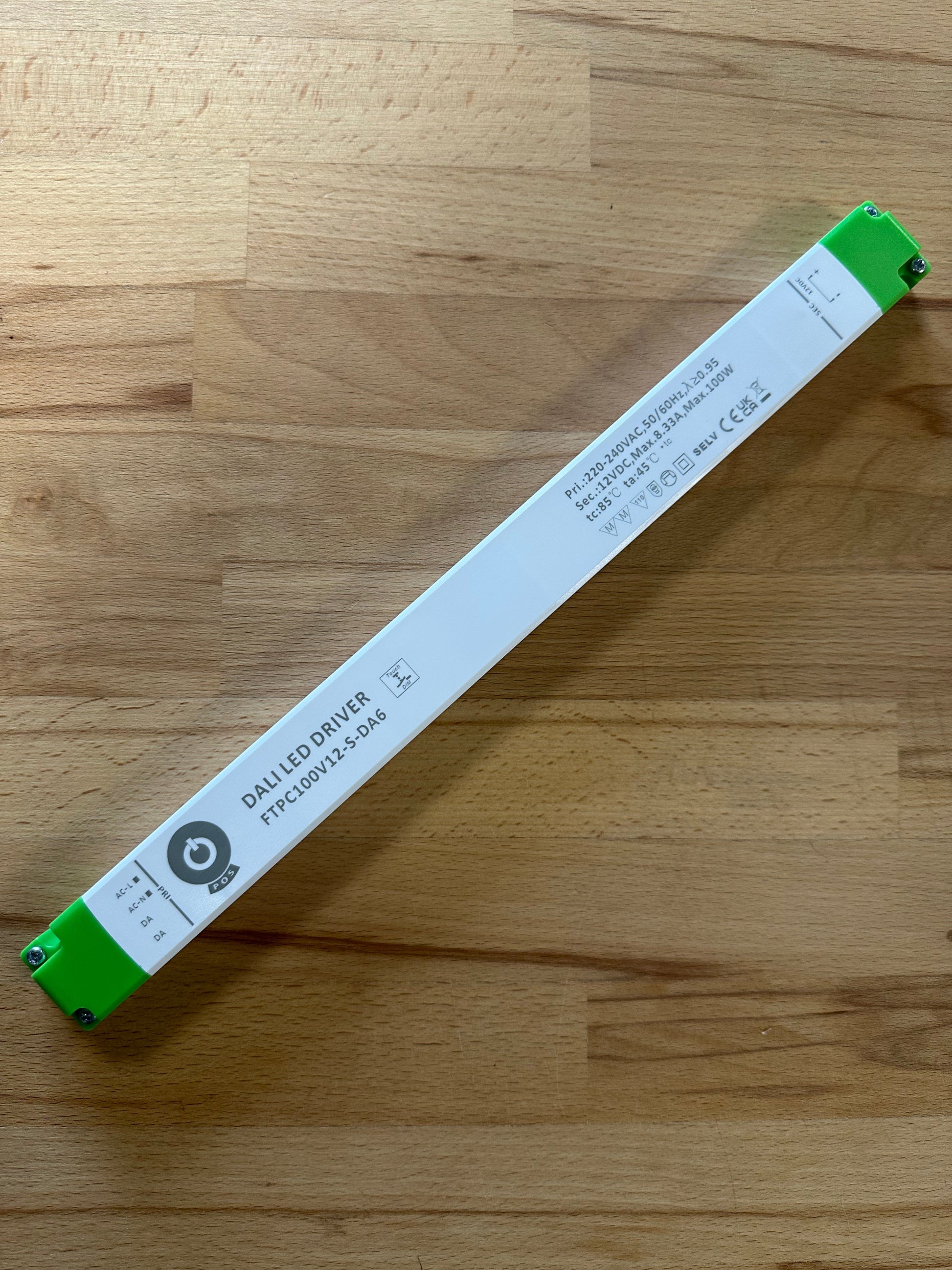 POS Power FTPC100V12-S-DA6 100W 12V/8.3A DALI-2 - Push Dimming - Slim LED Driver - LED Retro