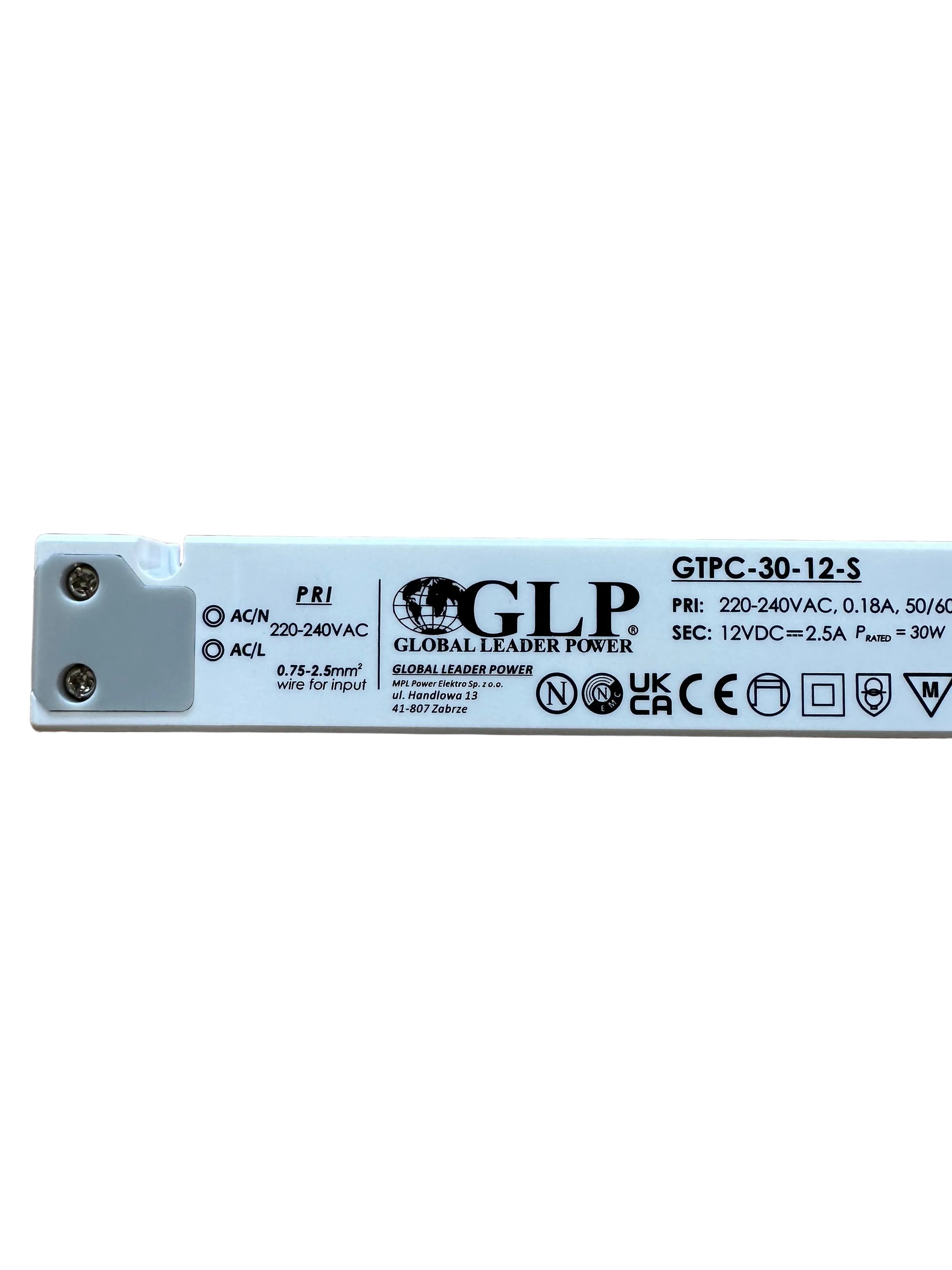 GLP GTPC-30-12-S 30W 12V/2.5A CV IP20 Slim LED Power Supply - LED Retro