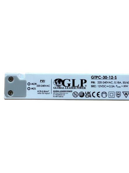 GLP GTPC-30-12-S 30W 12V/2.5A CV IP20 Slim LED Power Supply - LED Retro