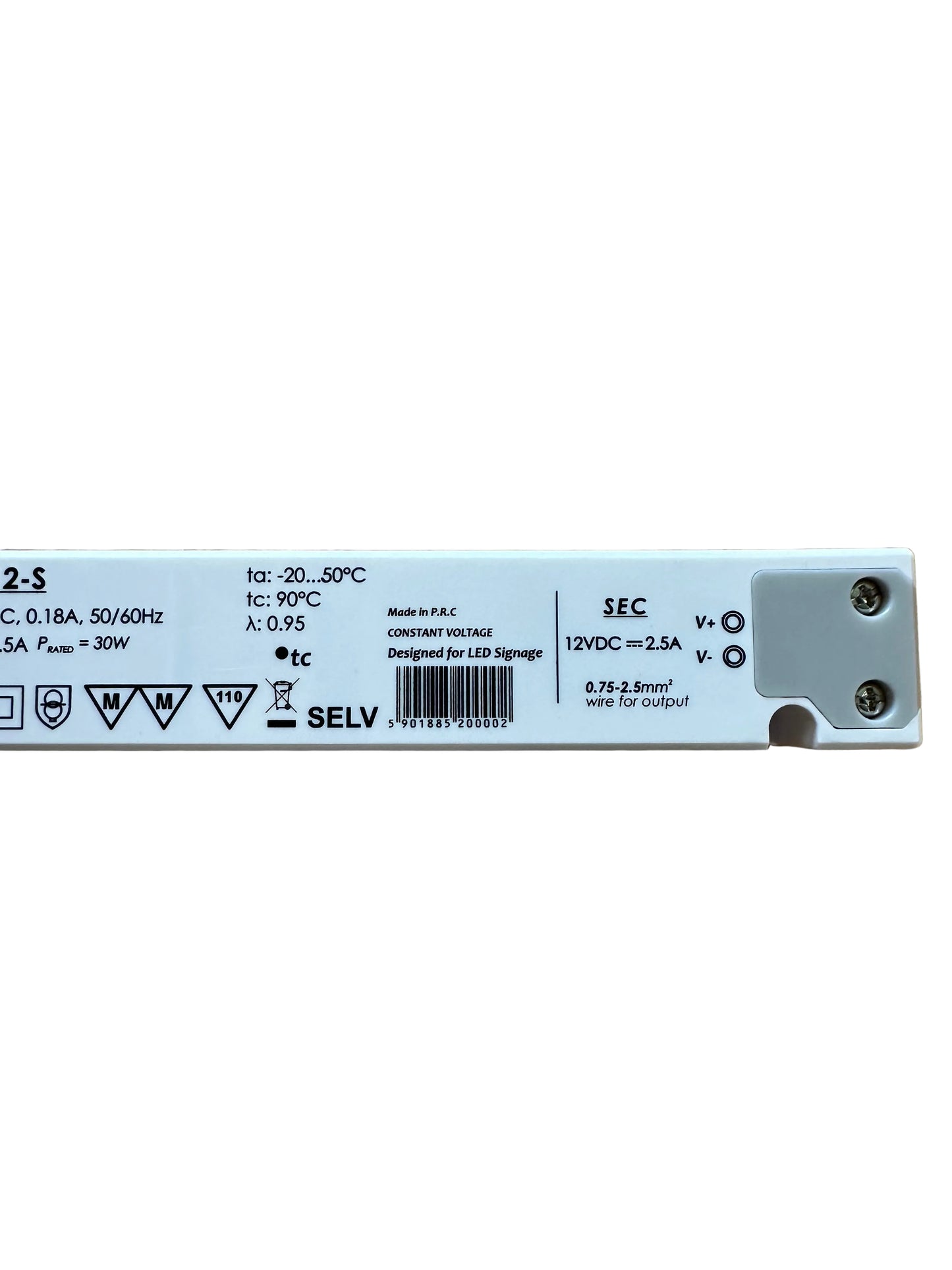 GLP GTPC-30-12-S 30W 12V/2.5A CV IP20 Slim LED Power Supply - LED Retro