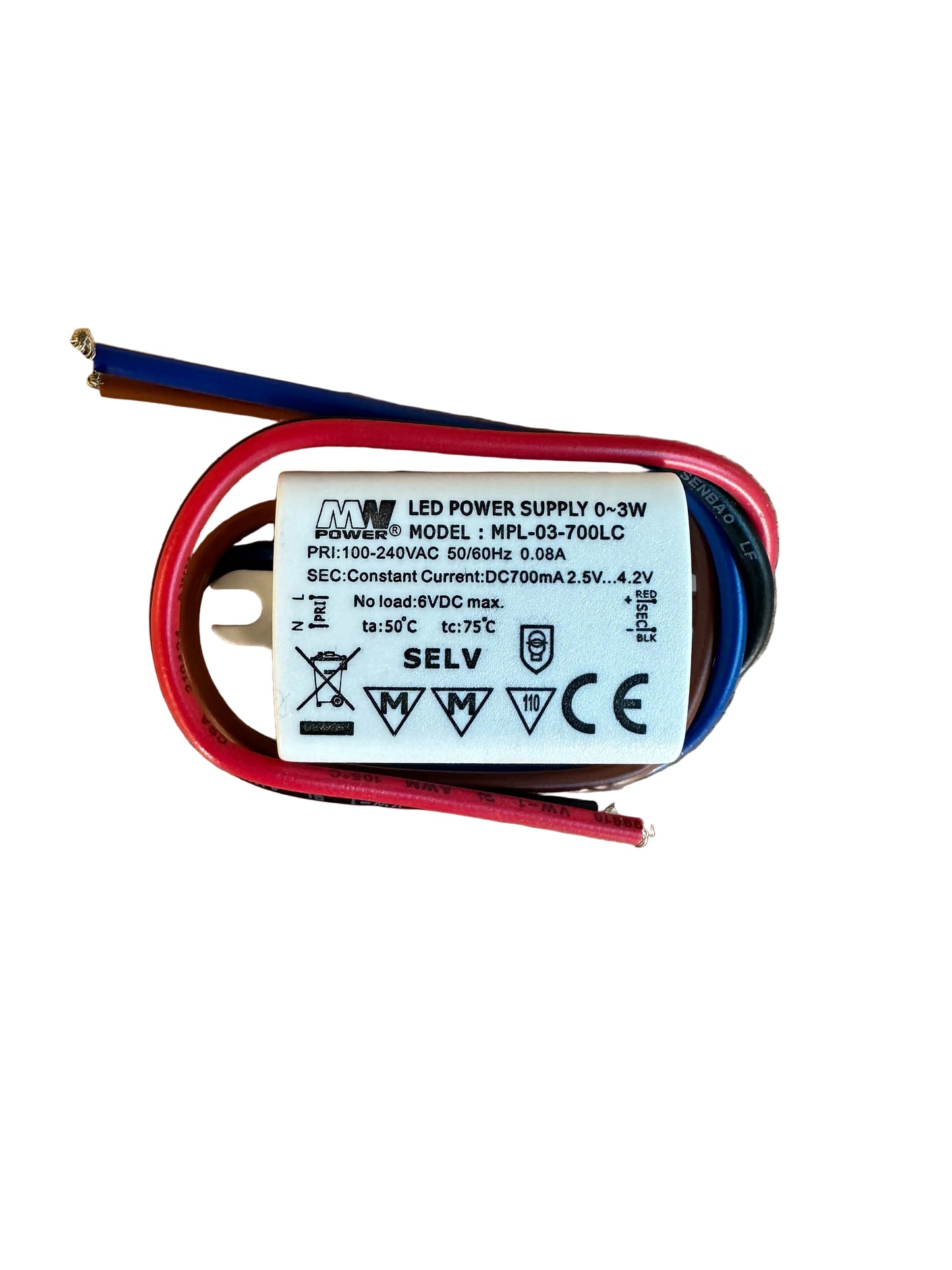 MW Power MLP-03-700LC 3W 700mA LED Power Supply - LED Retro
