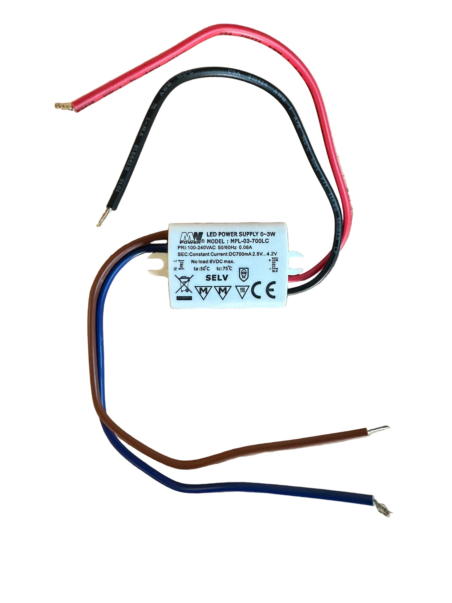 MW Power MLP-03-700LC 3W 700mA LED Power Supply - LED Retro