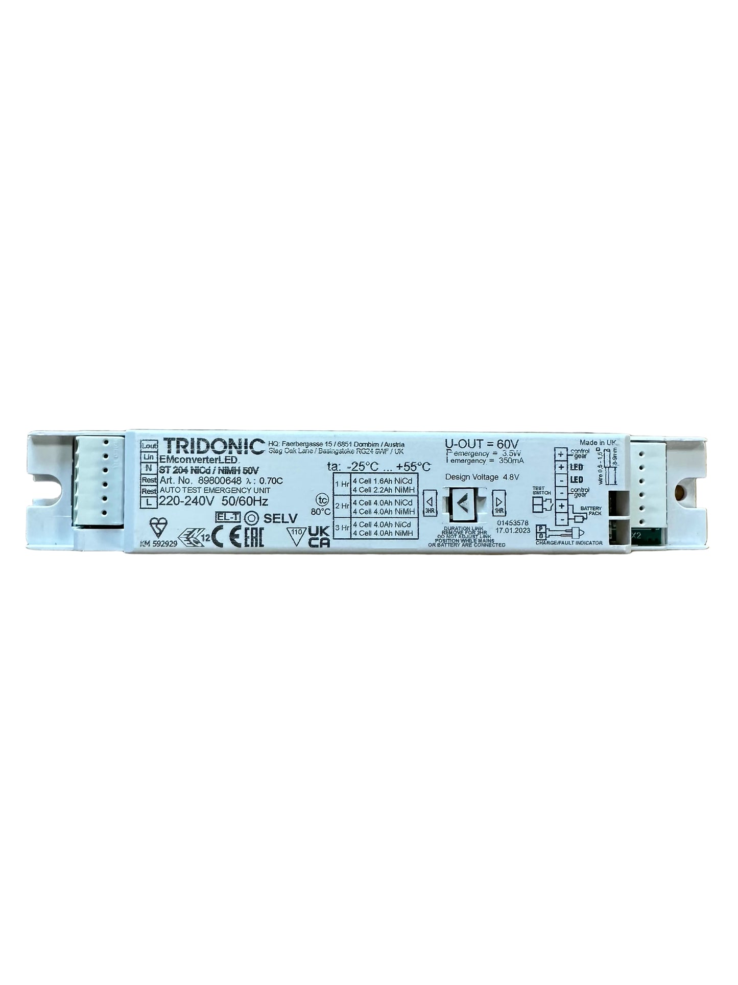 Tridonic 89800648 EMconverterLED ST 204 NiCd/NiMH 50V - LED Retro