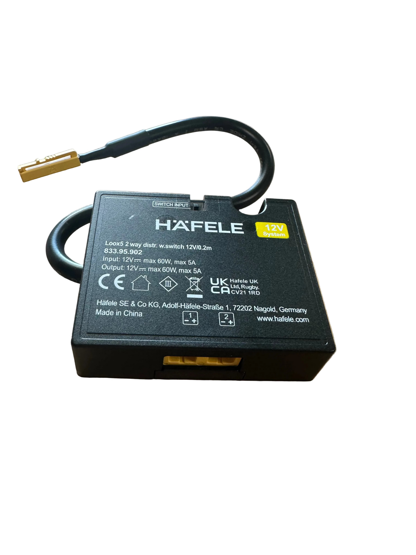 HAFELE Distributor 12V, 2- Way, with Switching Function for 1 Switch, Loox 5, 833.95.902 - LED Retro