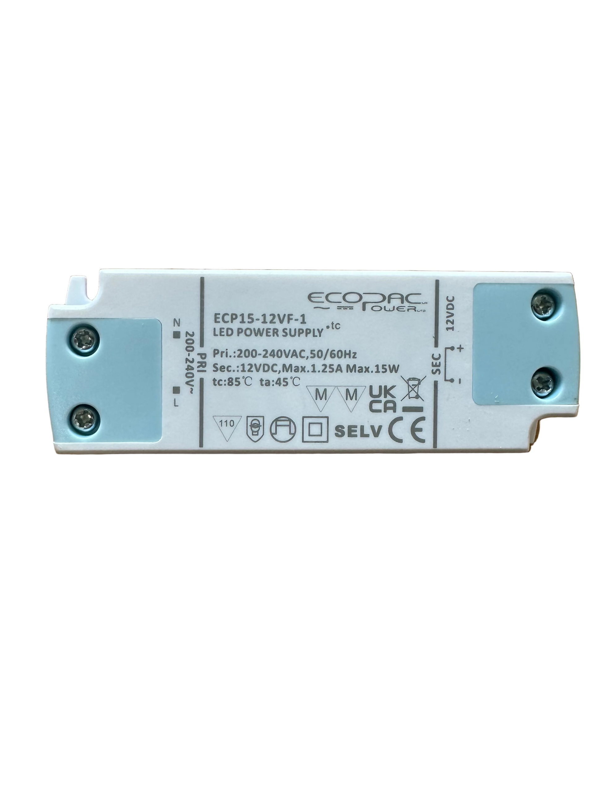 Ecopac ECP15-12VF-1 Low Profile LED Driver 15W 12V - LED Retro