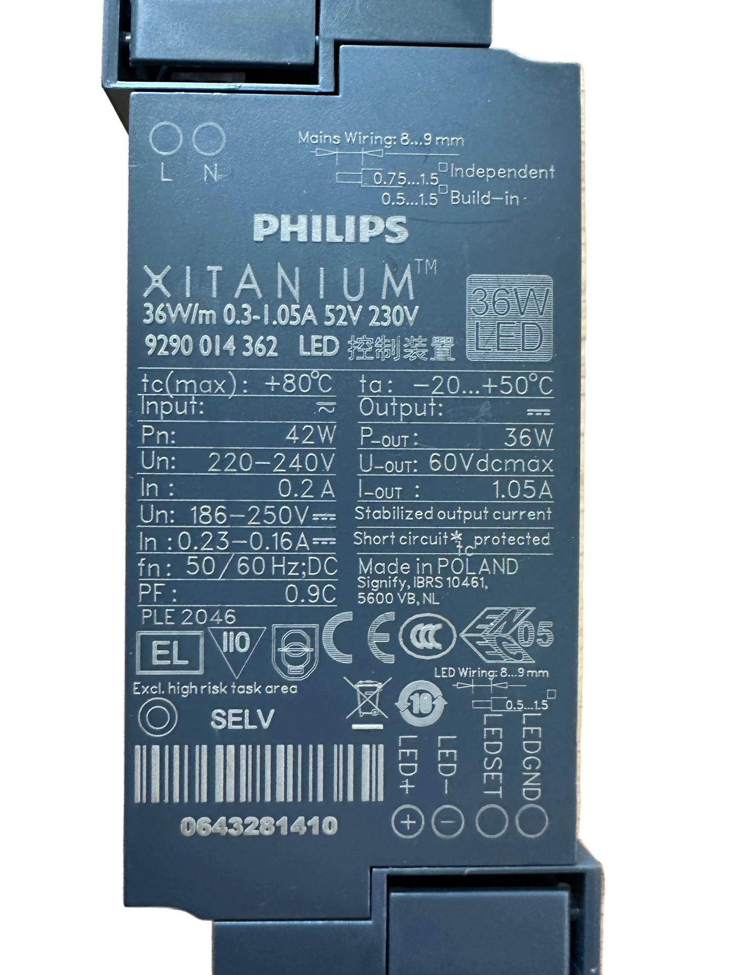 Philips 929001436206 Xitanium 36W/m 0.3A-1.05A 52V 230V - LED Retro