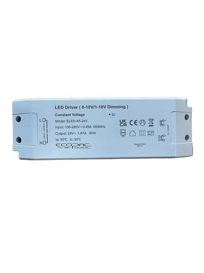 Ecopac ELED-45-24V 0-10V Dimmable Constant Voltage LED Driver 45W 24V - LED Retro