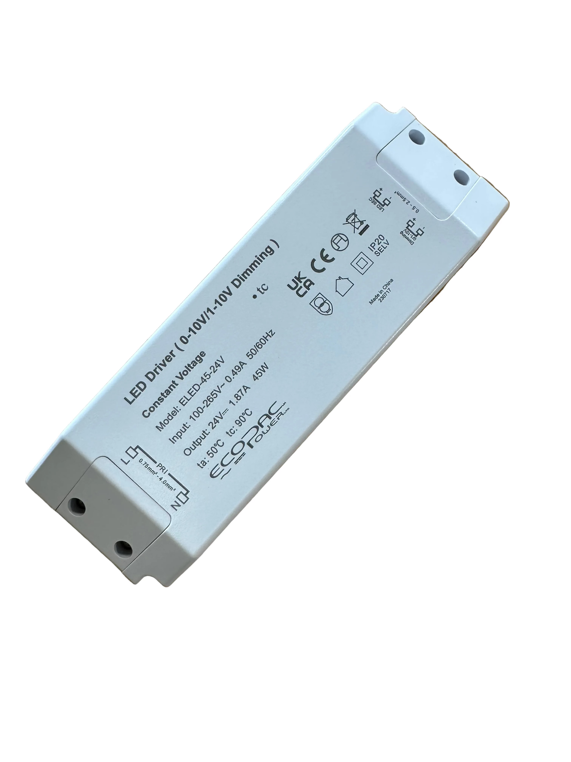 Ecopac ELED-45-24V 0-10V Dimmable Constant Voltage LED Driver 45W 24V - LED Retro