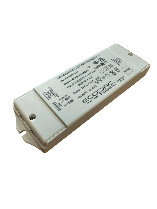 ECOPAC ELED-30-24DP2 30W 24V 1.25A DALI2 & Push Dimmable LED Driver - LED Retro