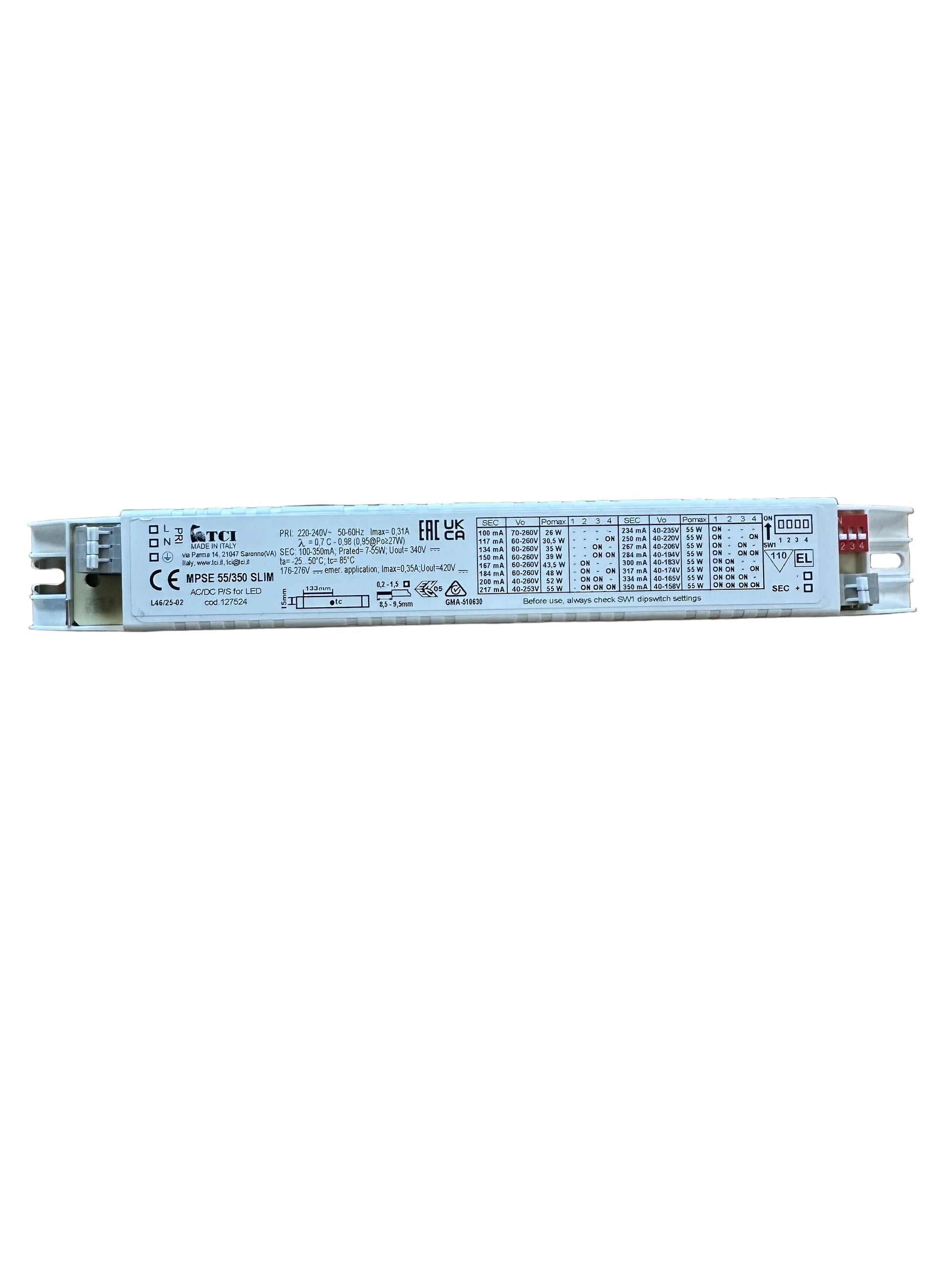 TCI 127524 MPSE 55/350 SLIM 26-55W 100-350mA Slim LED Driver - LED Retro