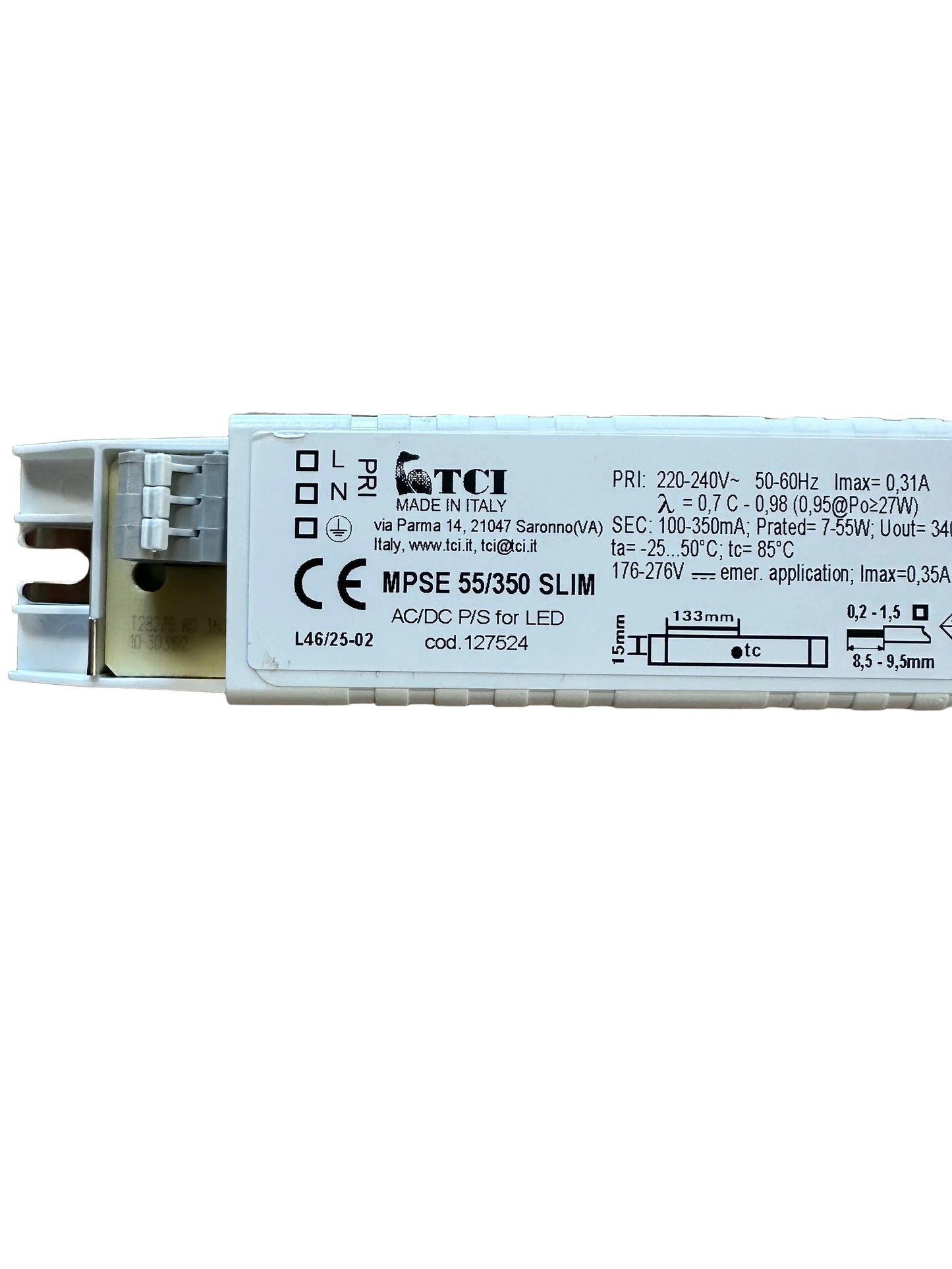 TCI 127524 MPSE 55/350 SLIM 26-55W 100-350mA Slim LED Driver - LED Retro