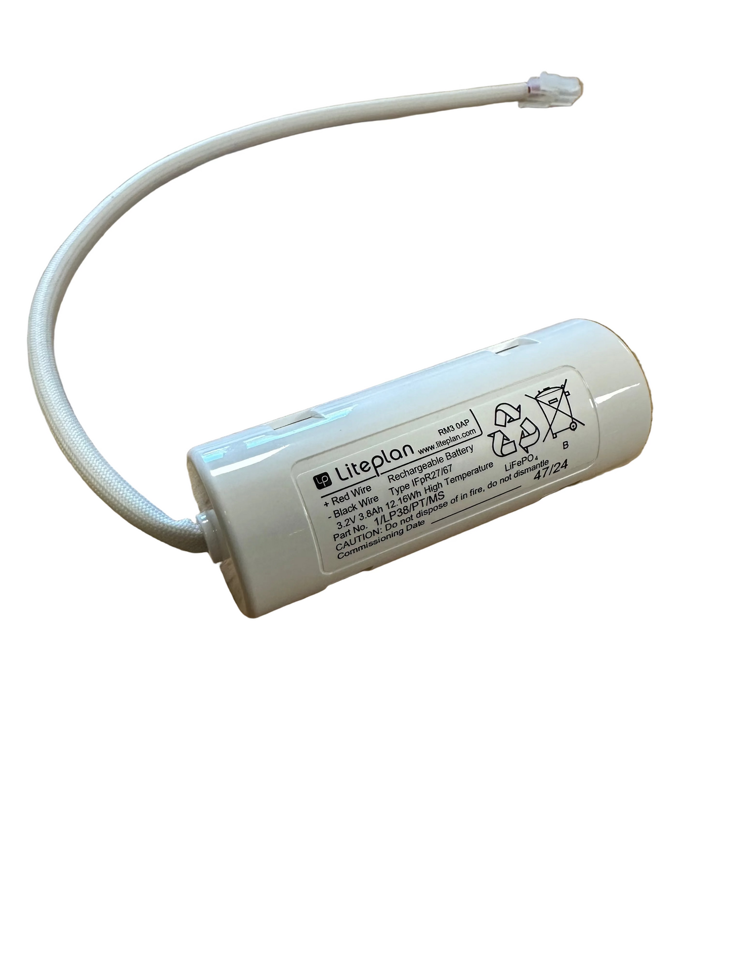Liteplan 1/LP38/PT/MS 3.2V 3.8Ah LiFePO4 Battery Housed in a Poly-carbonate Case With Molex Socket - LED Retro