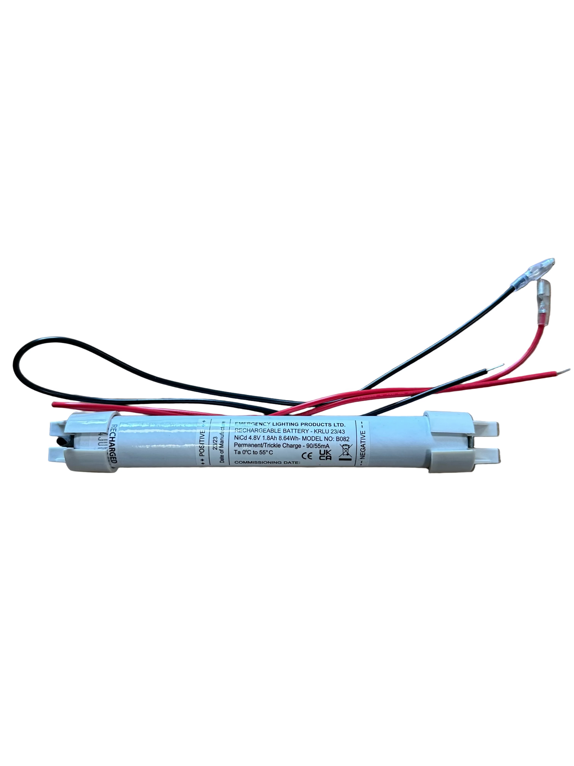 ELP B082 NiCD 4.8V 1.8Ah 4 Sub-C Cell Stick Battery C/W Leads and Connector - LED Retro