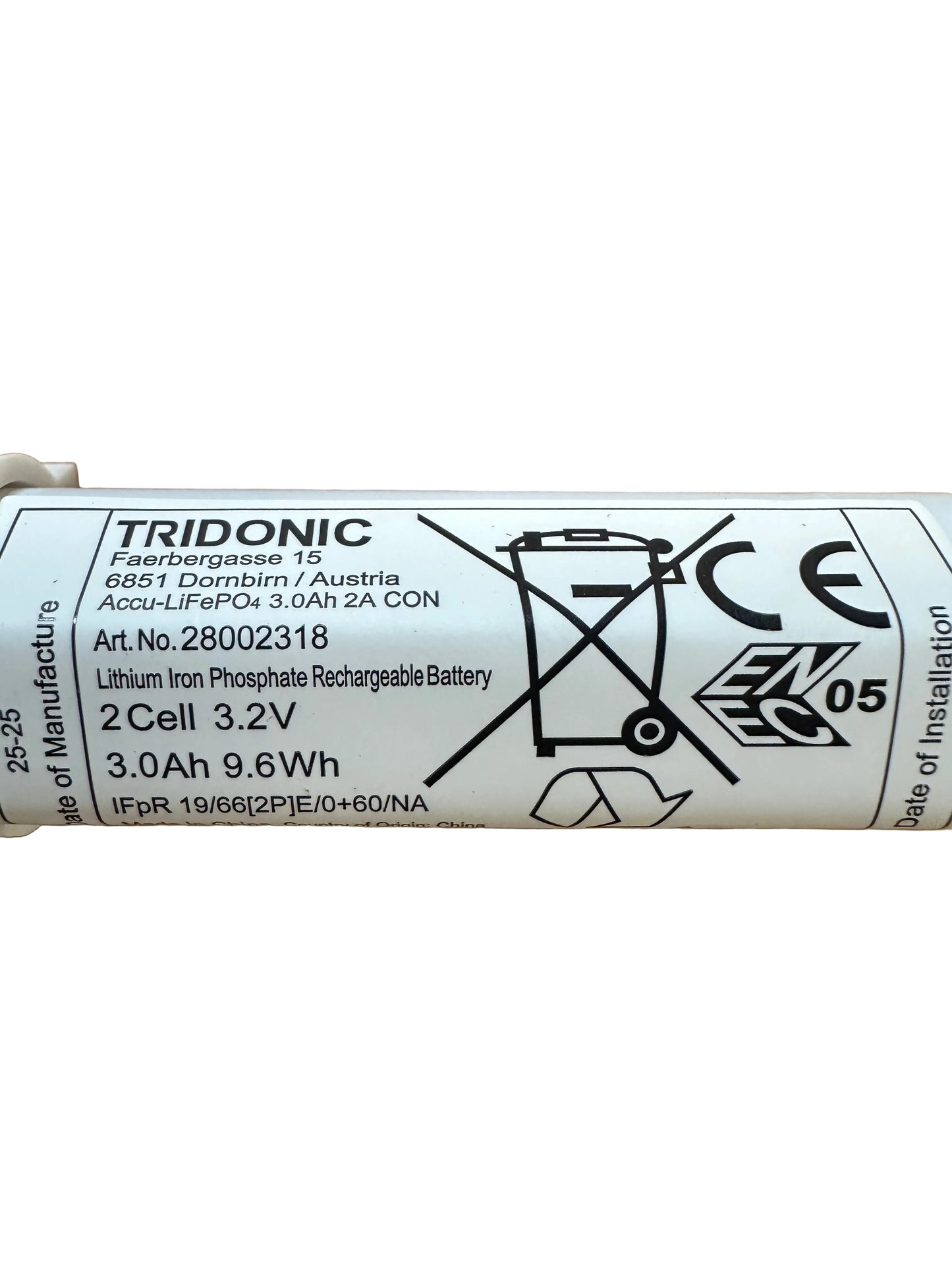 Tridonic 28002318 ACCU-LiFePO4 3.0Ah 2A CON - LiFePO4 Emergency Lighting Battery - LED Retro