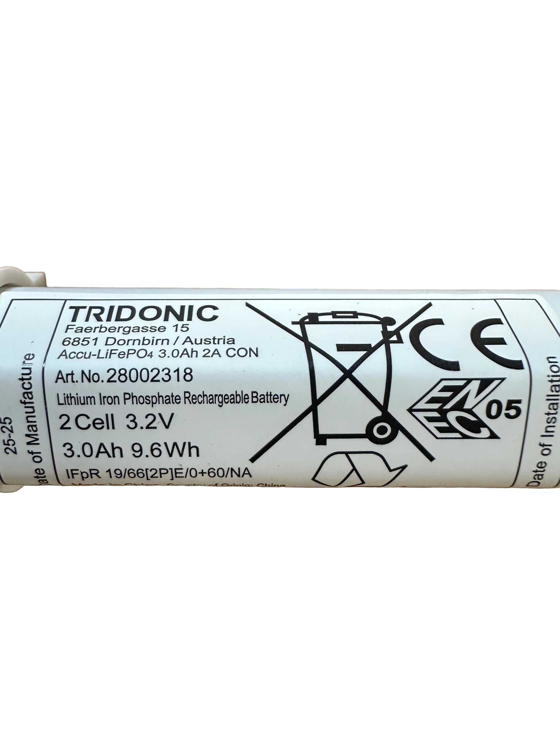 Tridonic 28002318 ACCU-LiFePO4 3.0Ah 2A CON - LiFePO4 Emergency Lighting Battery - LED Retro
