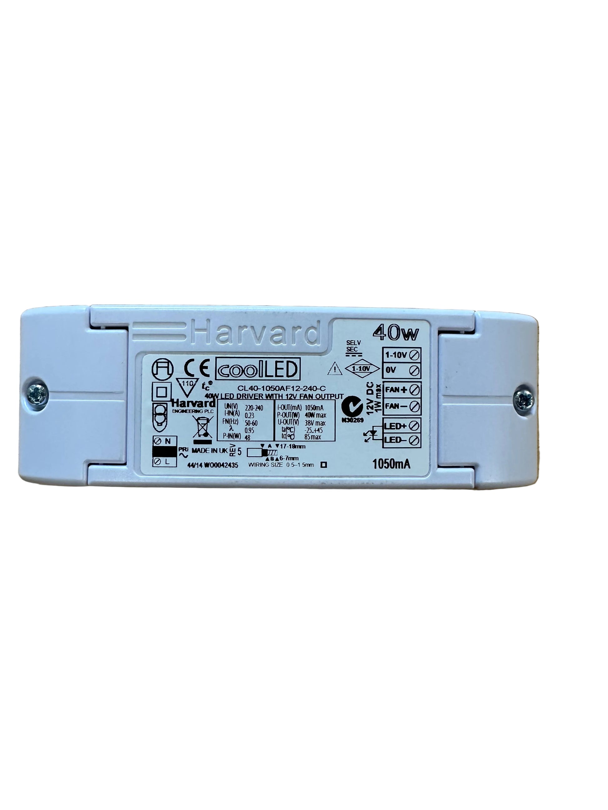 Harvard CoolLED CL40-1050AF12-240-C - LED Driver with 12v Fan Output - LED Retro