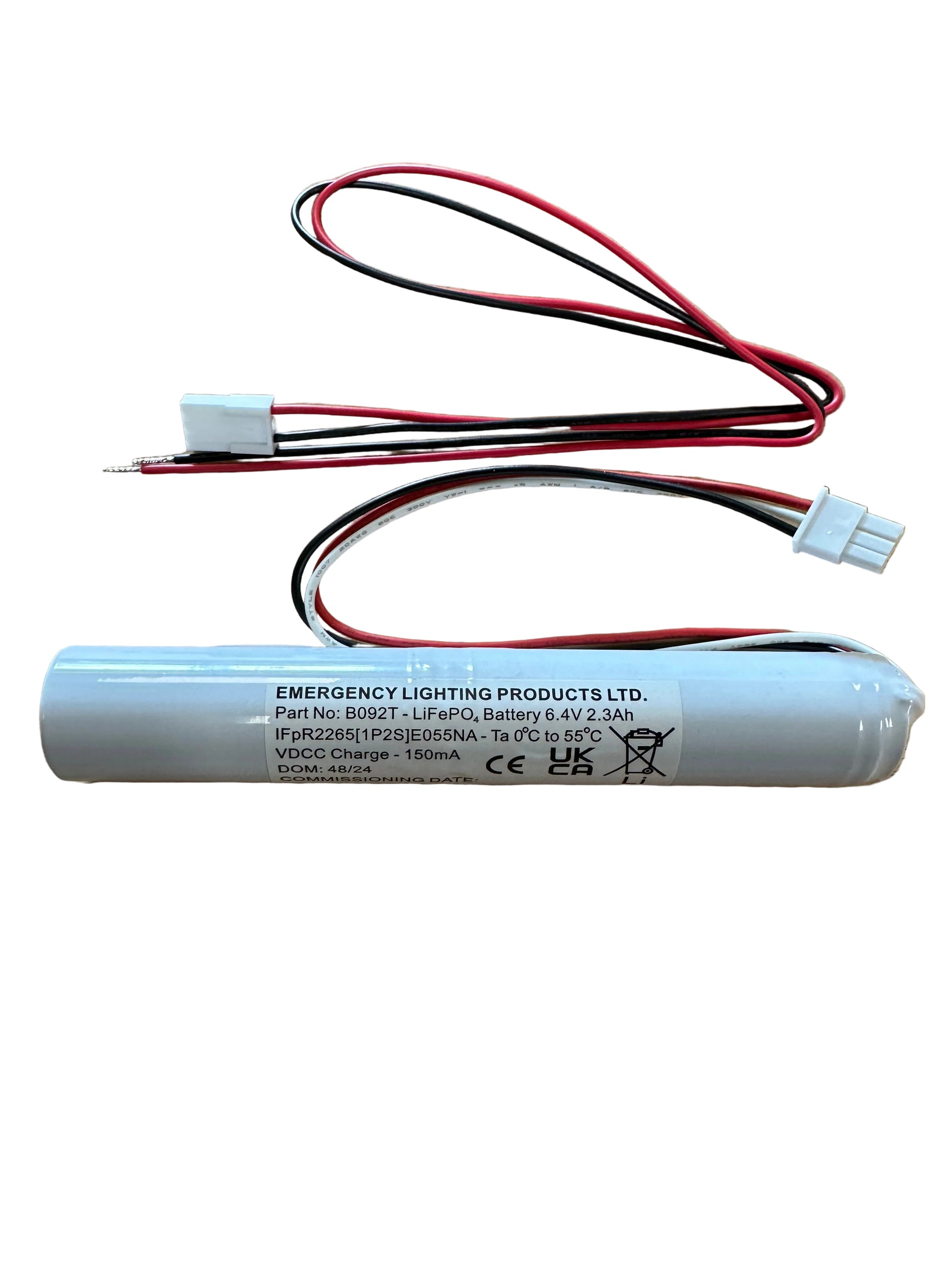 ELP B092T 2 Cell 6.4V 2.3Ah LiFePO4 Emergency Lighting Battery Stick - LED Retro