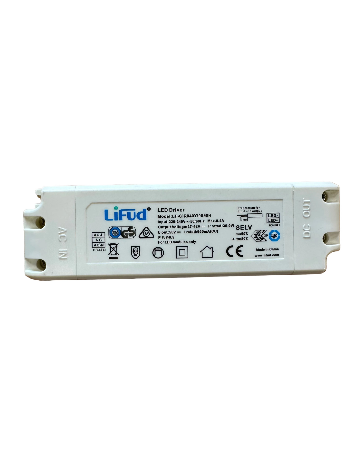 Lifud LF-GIR040Y10950H 40W 950mA LED Driver 25-42V - LED Retro