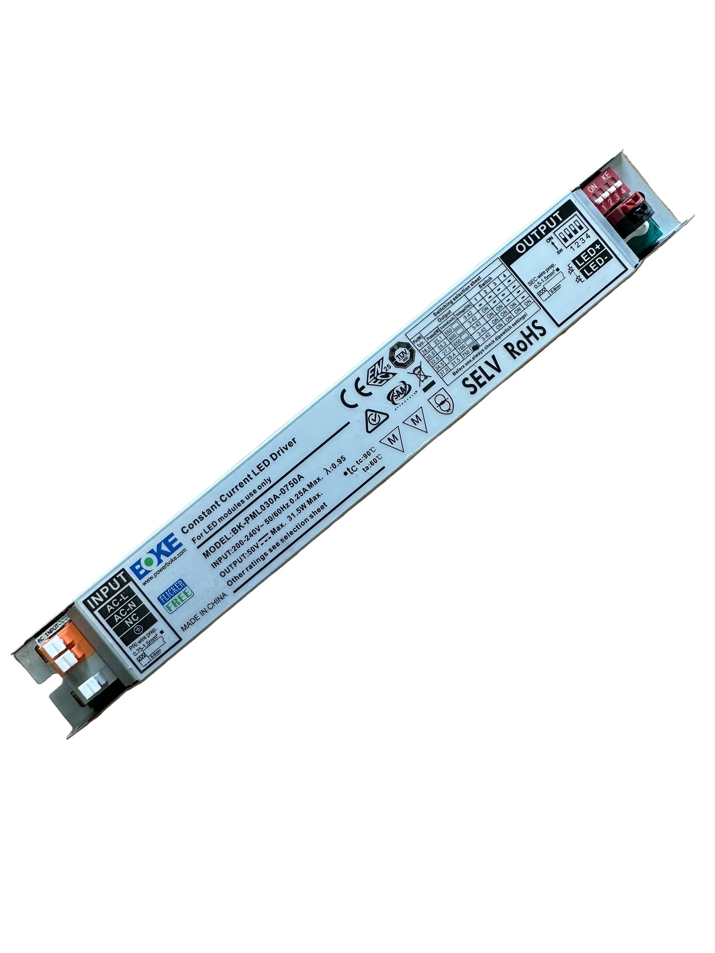 BOKE BK-PML030A-0750A 31.5W 550-750mA Linear LED Driver - LED Retro