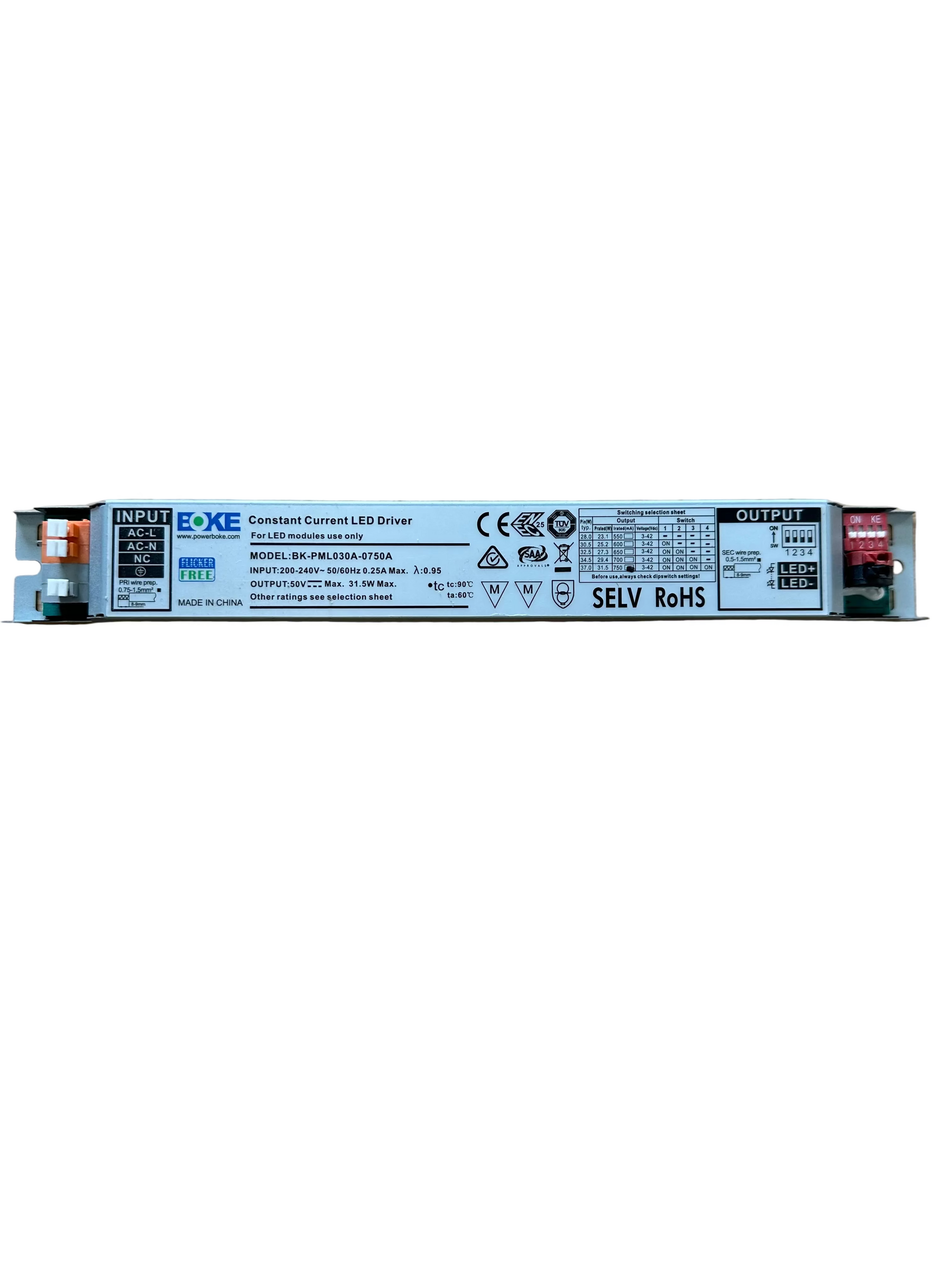BOKE BK-PML030A-0750A 31.5W 550-750mA Linear LED Driver - LED Retro